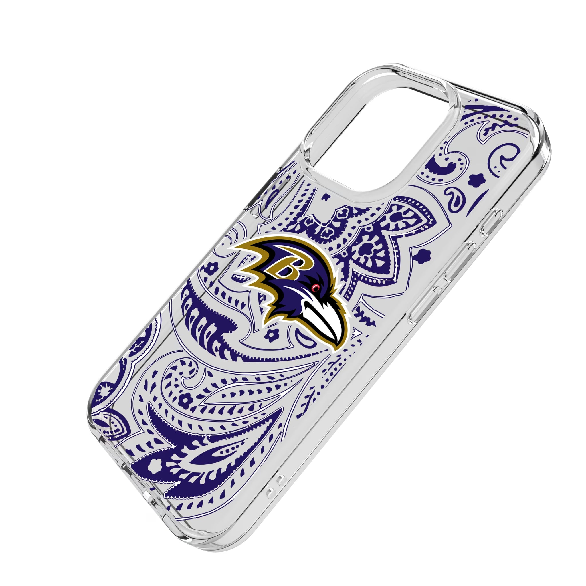 Baltimore Ravens Paisley iPhone Clear Phone Case for Apple iPhone - Isometric View