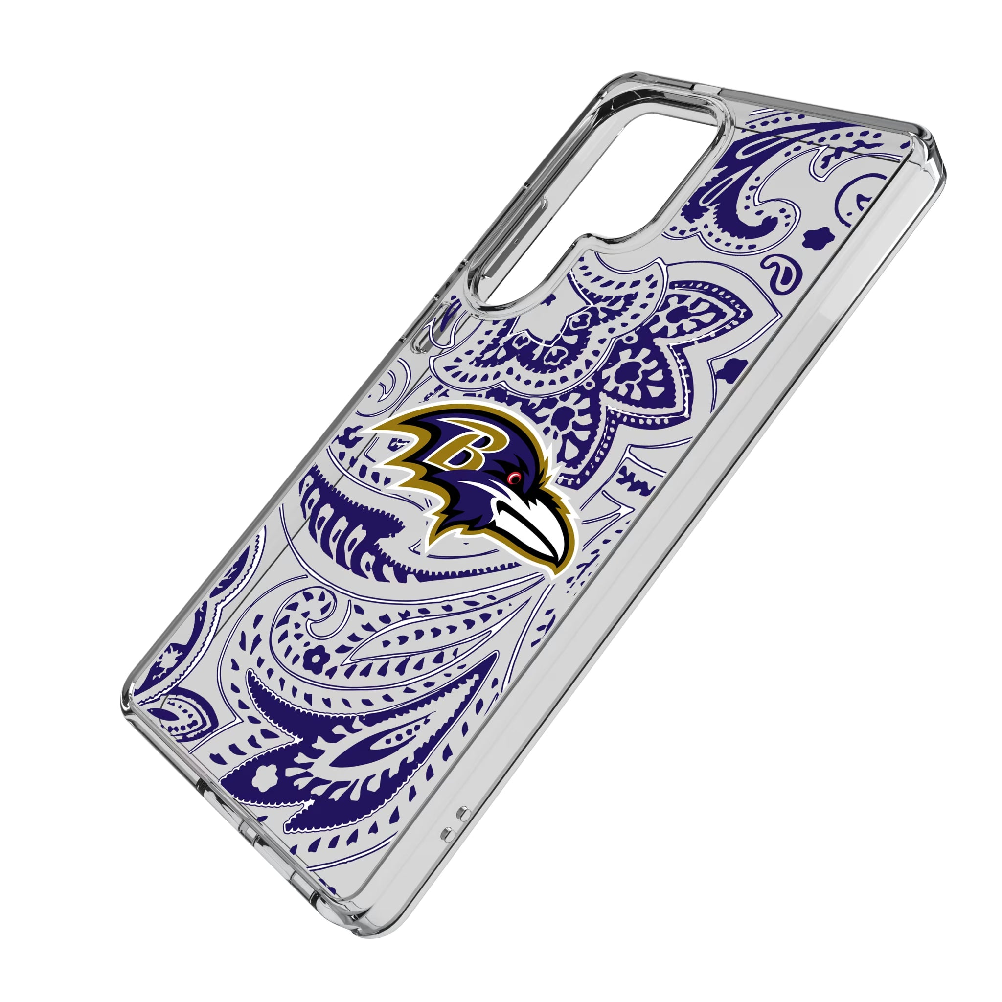 Baltimore Ravens Paisley Galaxy Clear Phone Case for Samsung Galaxy - Isometric View
