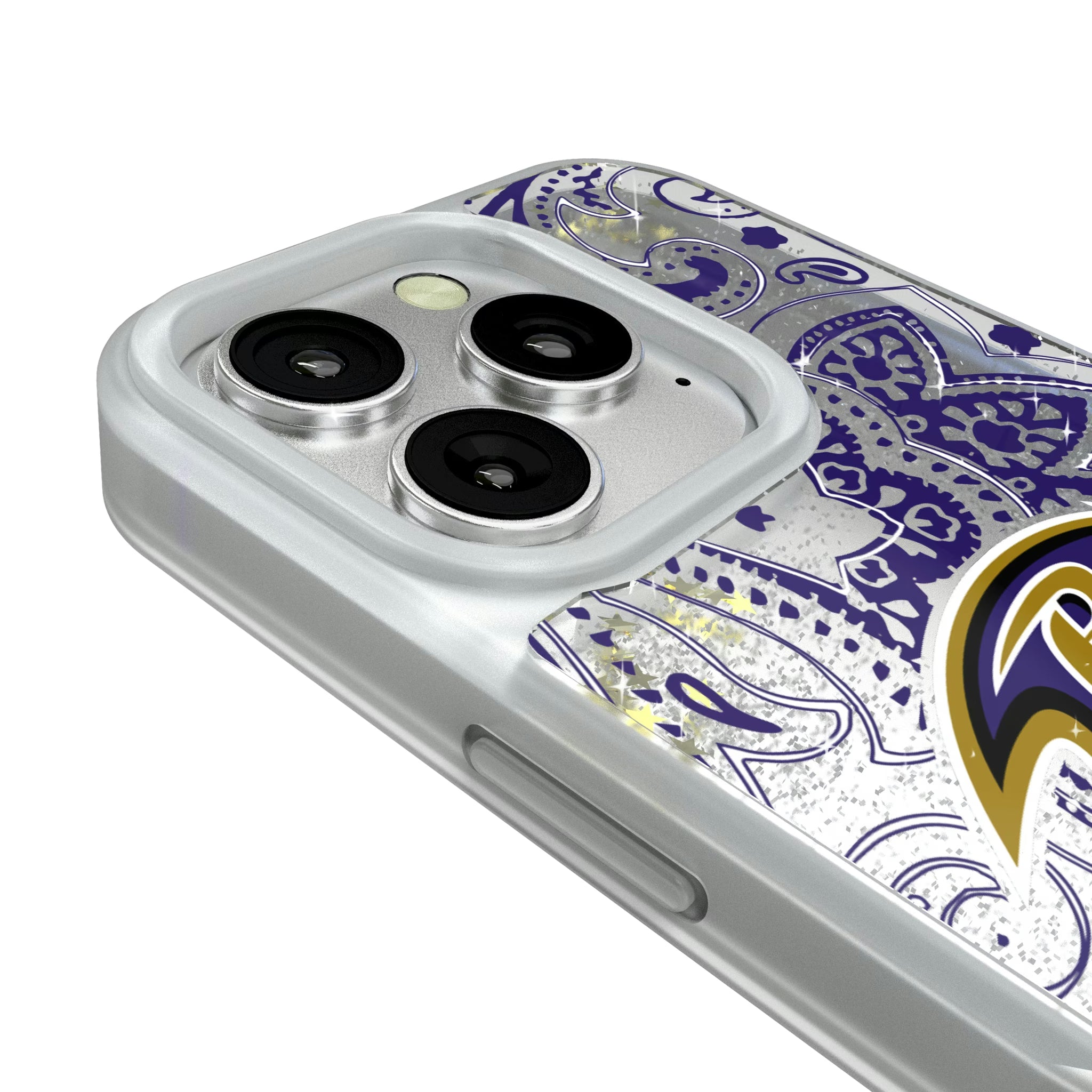 Baltimore Ravens Paisley iPhone Glitter Phone Case for Apple iPhone - Detail#Device_iPhone 16 Pro