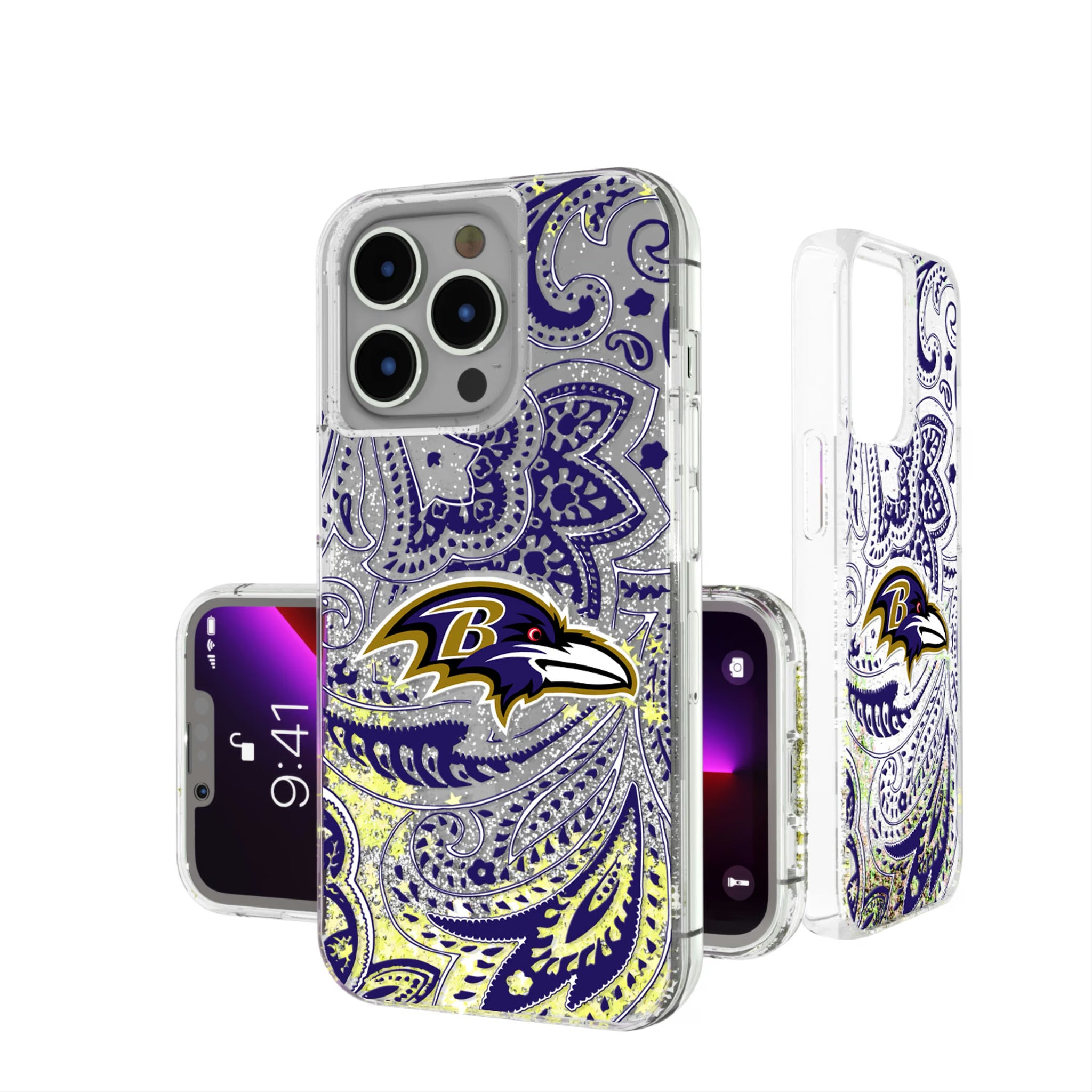 Baltimore Ravens Paisley iPhone Glitter Phone Case for Apple iPhone