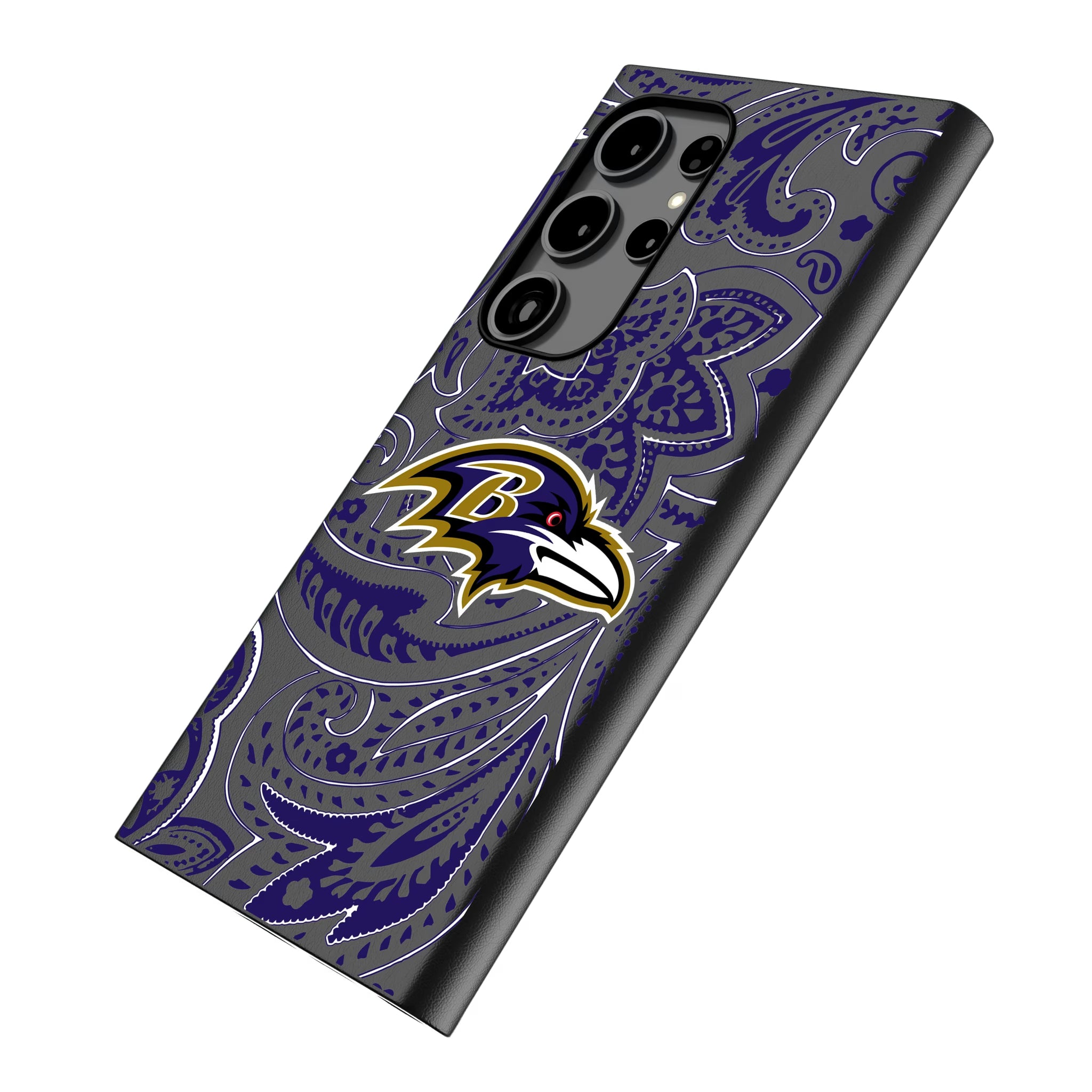 Baltimore Ravens Paisley Galaxy MagSafe Compatible Phone Case for Samsung Galaxy - Isometric View