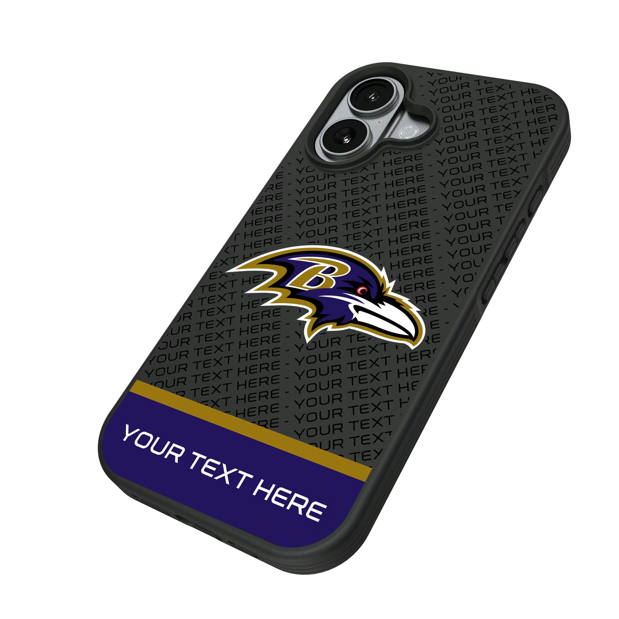 Baltimore Ravens Personalized EndZone Plus iPhone Bump Phone Case for Apple iPhone - Isometric View#Device_iPhone 17