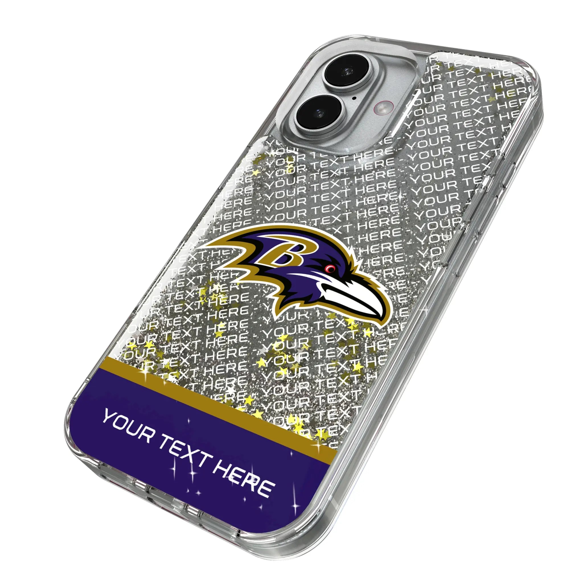 Baltimore Ravens Personalized EndZone Plus iPhone Glitter Phone Case for Apple iPhone - Isometric View