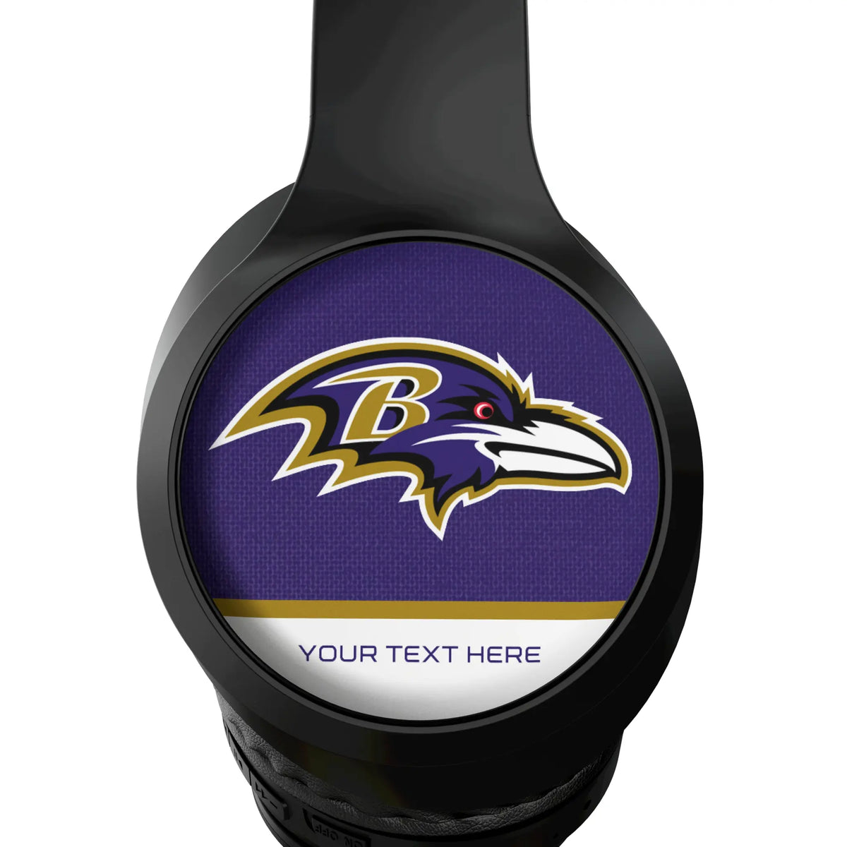 Baltimore Ravens Personalized Endzone Solid Wireless Over-Ear Headphones With Case - Detail