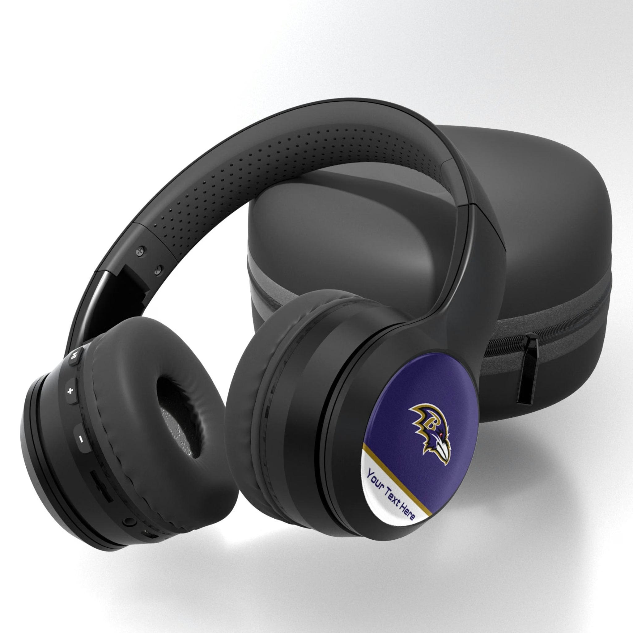 Baltimore Ravens Personalized Endzone Solid Wireless Over-Ear BT Headphones With Case