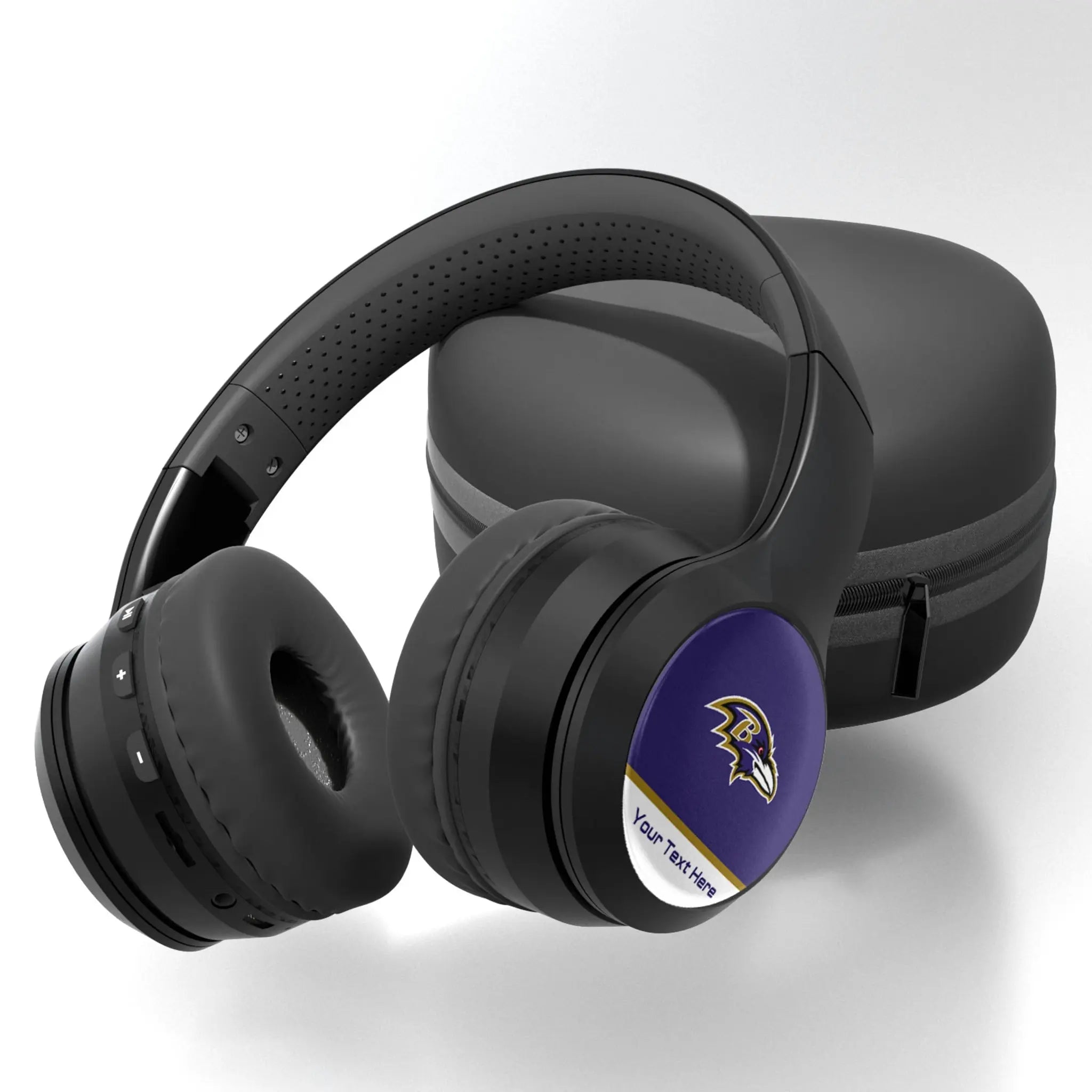 Baltimore Ravens Personalized Endzone Solid Wireless Over-Ear BT Headphones With Case
