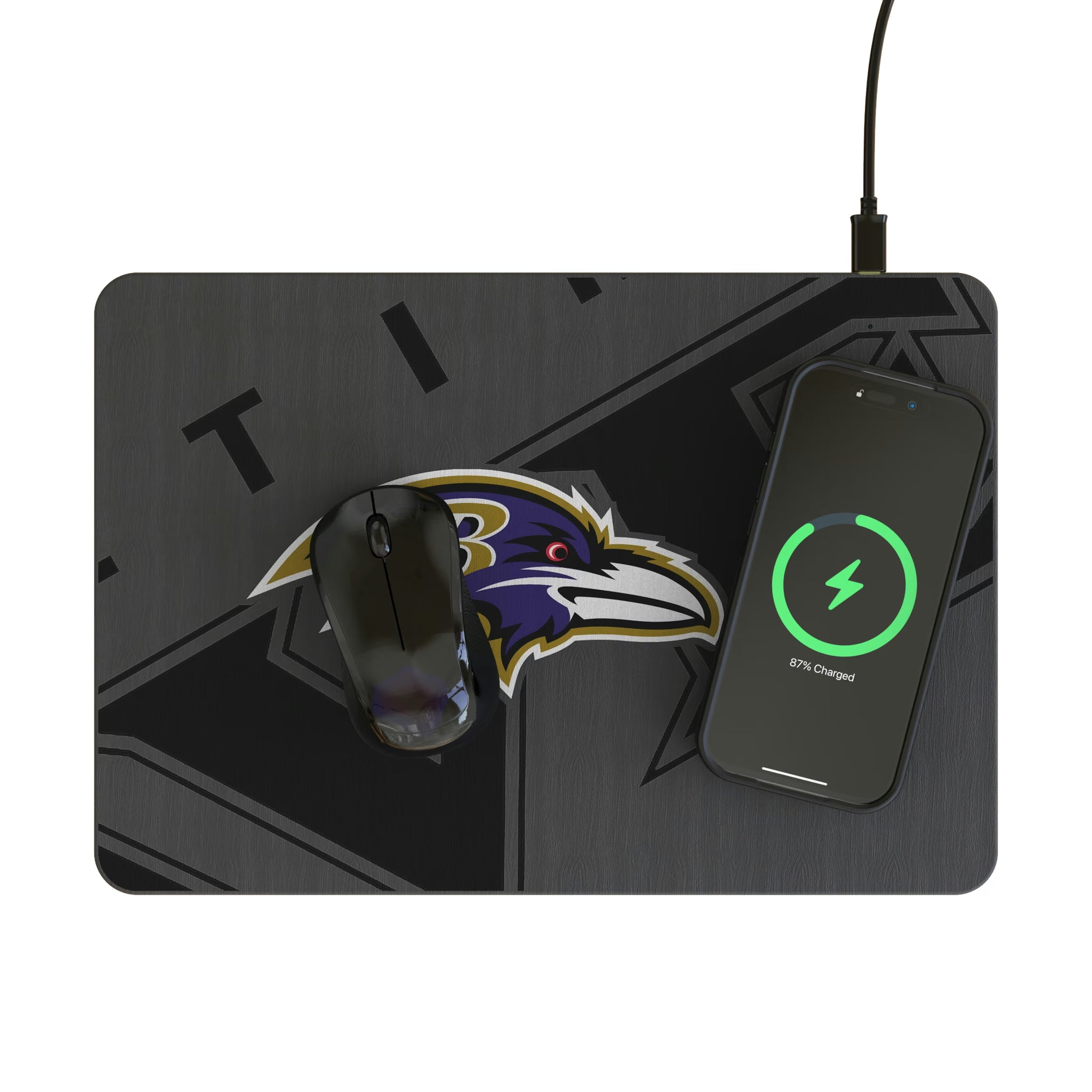Baltimore Ravens Personalized Tilt 15-Watt Wireless Charger and Mouse Pad - Lifestyle