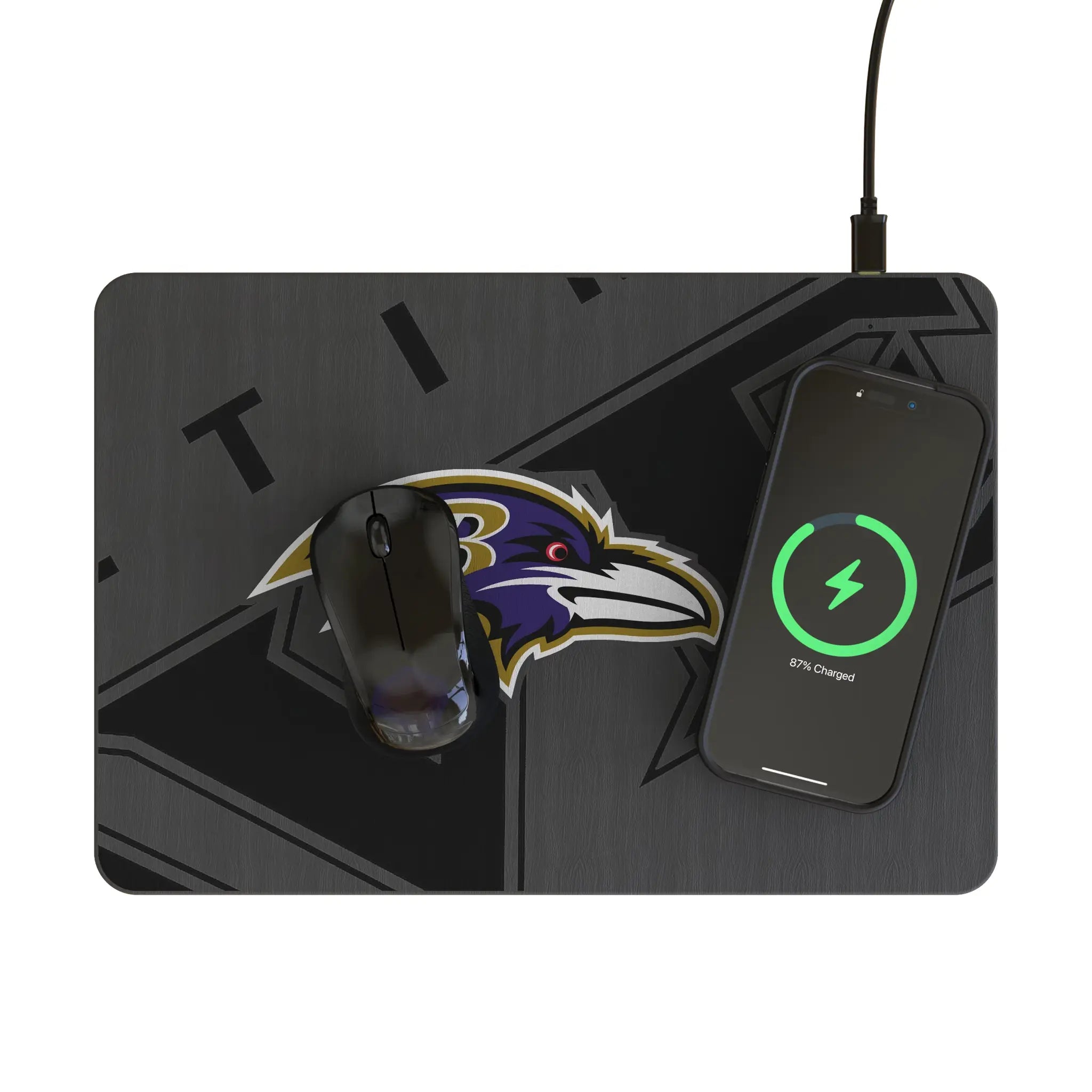 Baltimore Ravens Personalized Tilt 15-Watt Wireless Charger and Mouse Pad - Lifestyle