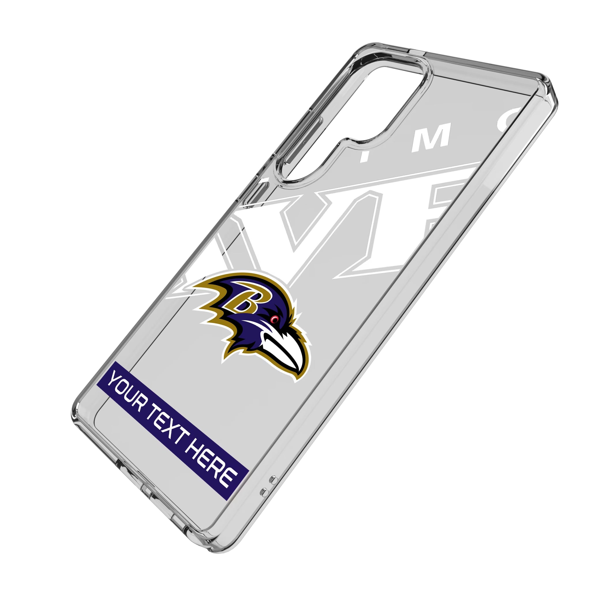 Baltimore Ravens Personalized Tilt Galaxy Clear Phone Case for Samsung Galaxy - Isometric View