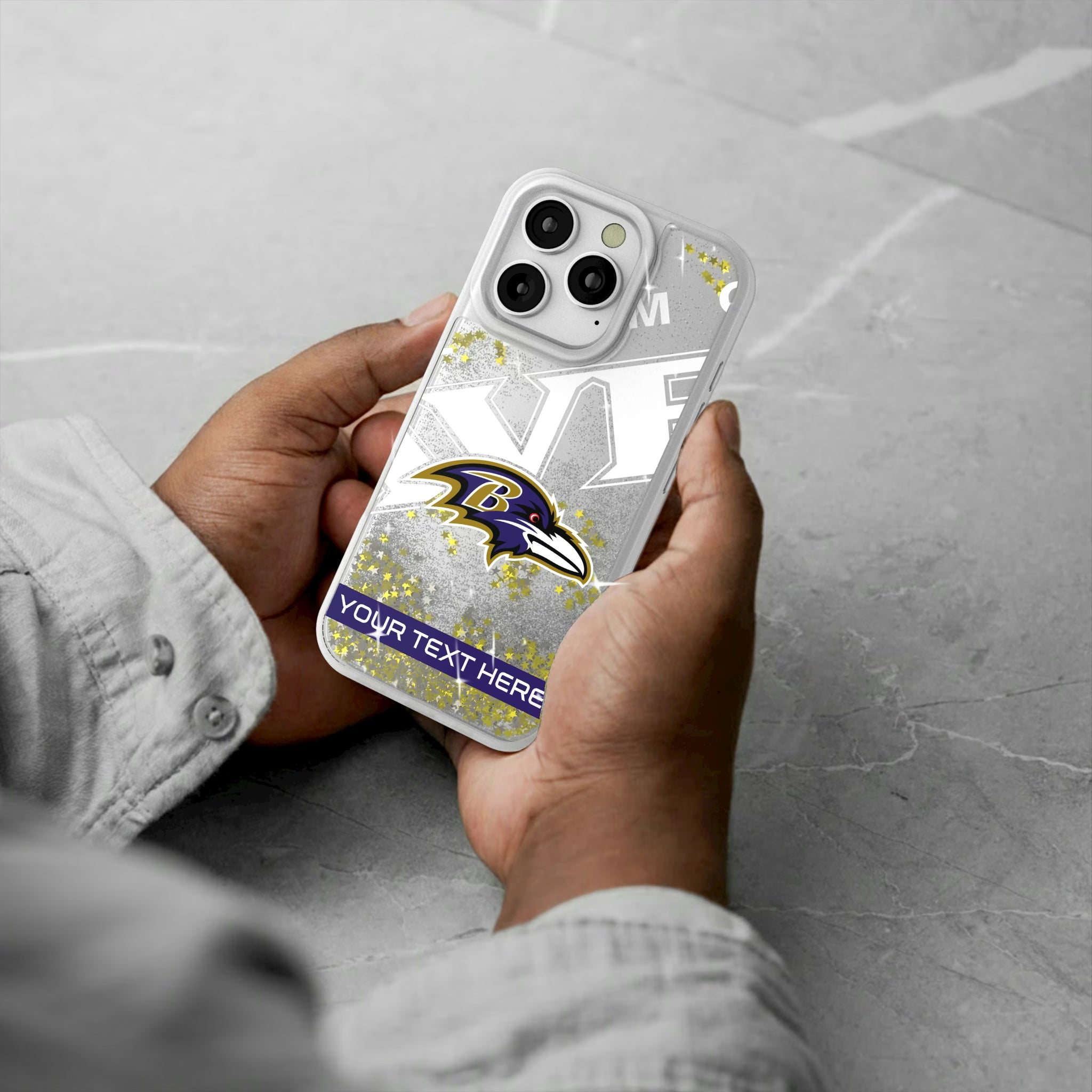 Baltimore Ravens Personalized Tilt iPhone Glitter Phone Case for Apple iPhone - Lifestyle#Device_iPhone 16 Pro