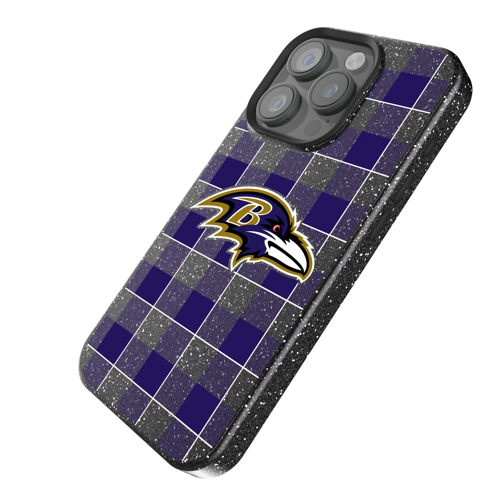 Baltimore Ravens Plaid iPhone Bling Phone Case for Apple iPhone - Isometric View