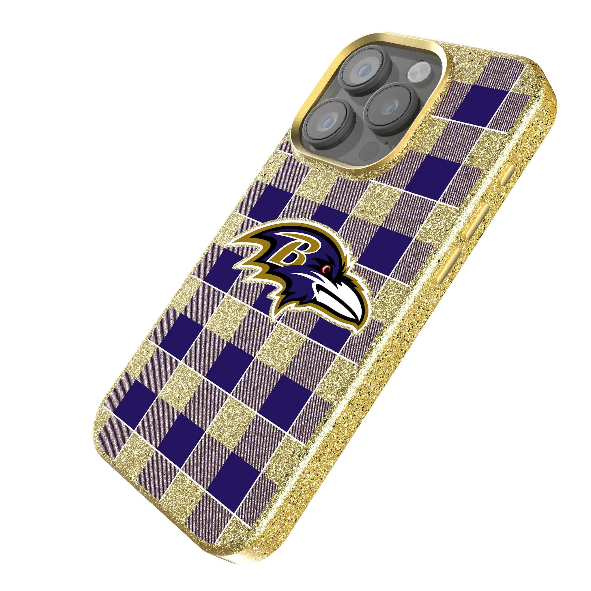 Baltimore Ravens Plaid iPhone Bling Phone Case for Apple iPhone - Isometric View