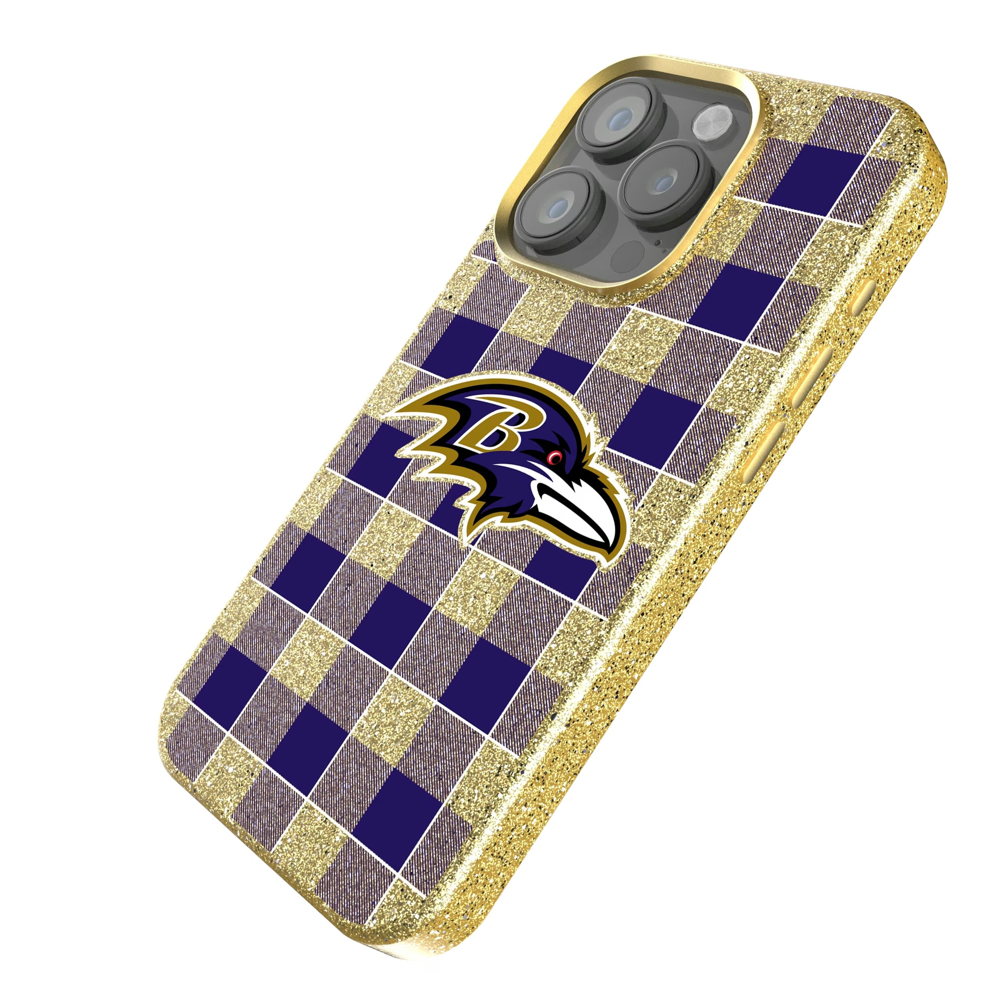 Baltimore Ravens Plaid iPhone Bling Phone Case for Apple iPhone - Isometric View