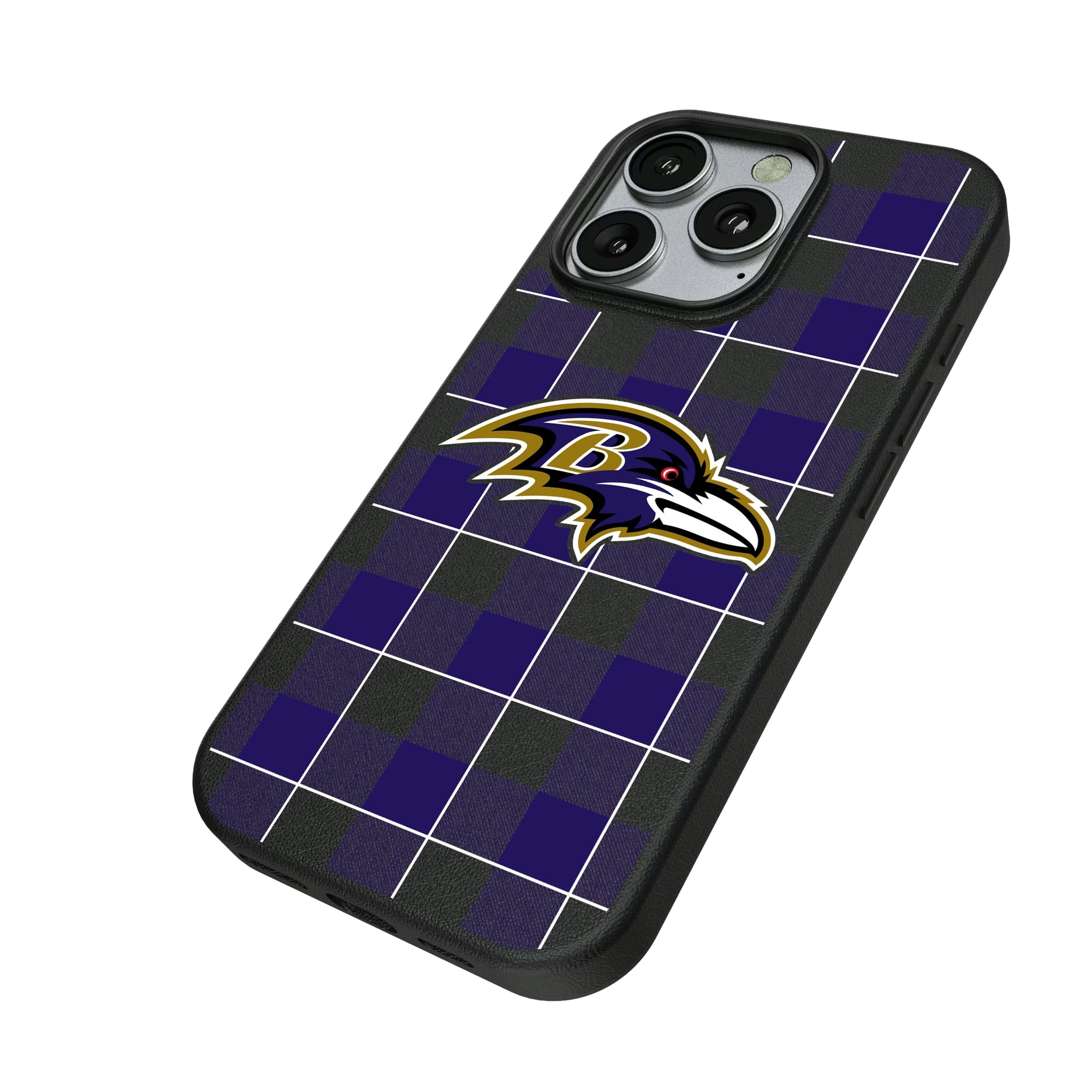 Baltimore Ravens Plaid iPhone MagSafe Compatible Phone Case for Apple iPhone - Isometric View
