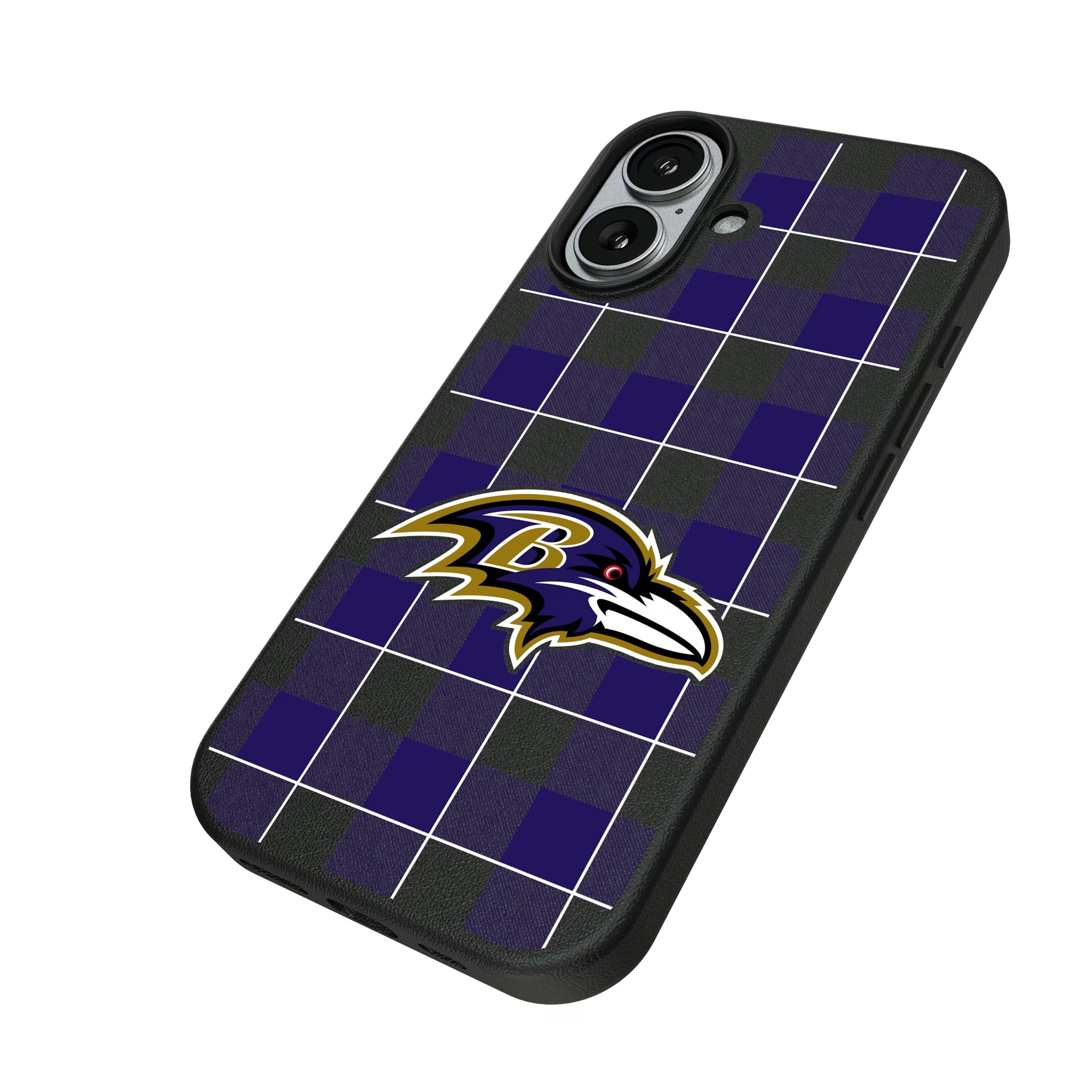 Baltimore Ravens Plaid iPhone MagSafe Compatible Phone Case for Apple iPhone - Isometric View#Device_iPhone 17