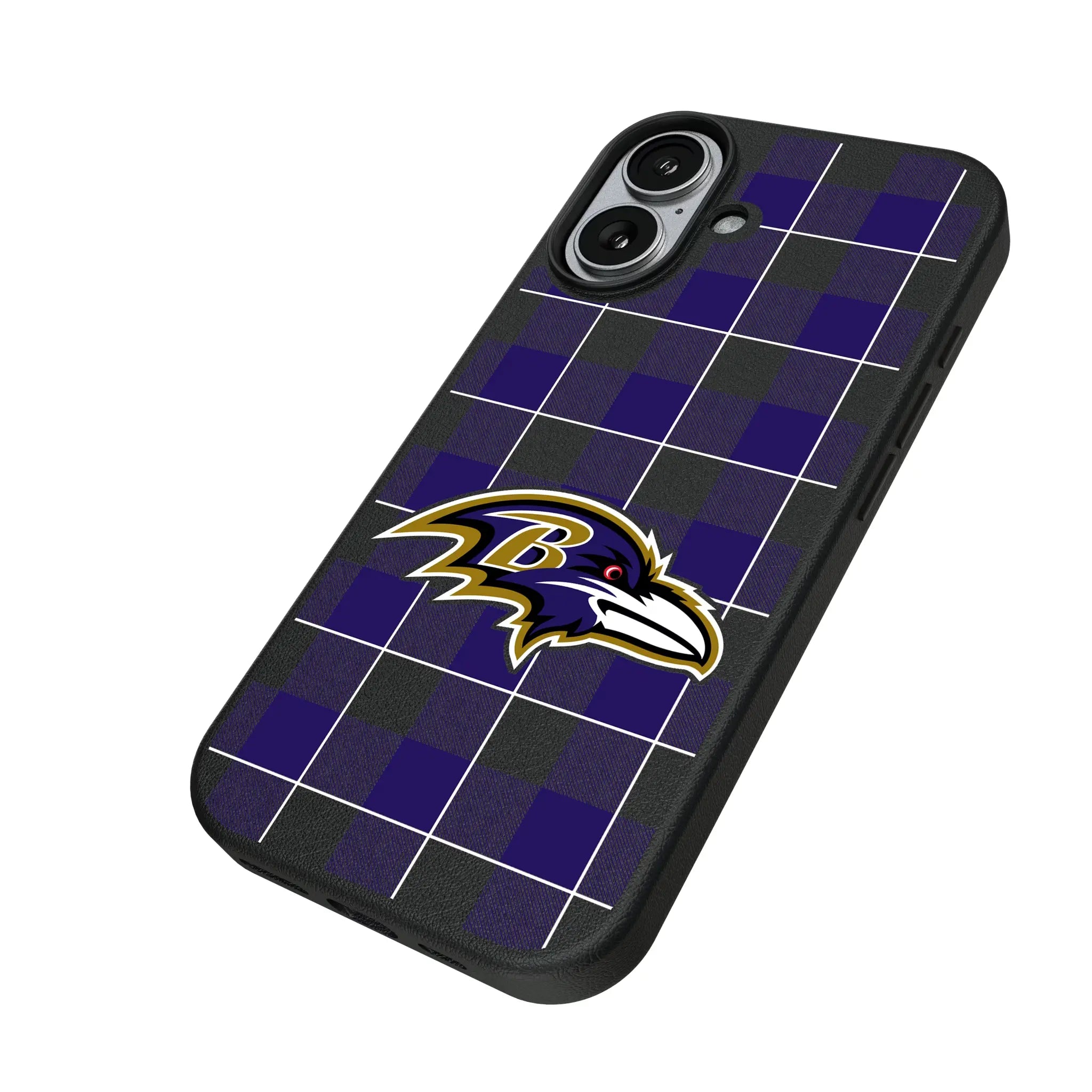 Baltimore Ravens Plaid iPhone MagSafe Compatible Phone Case for Apple iPhone - Isometric View#Device_iPhone 17