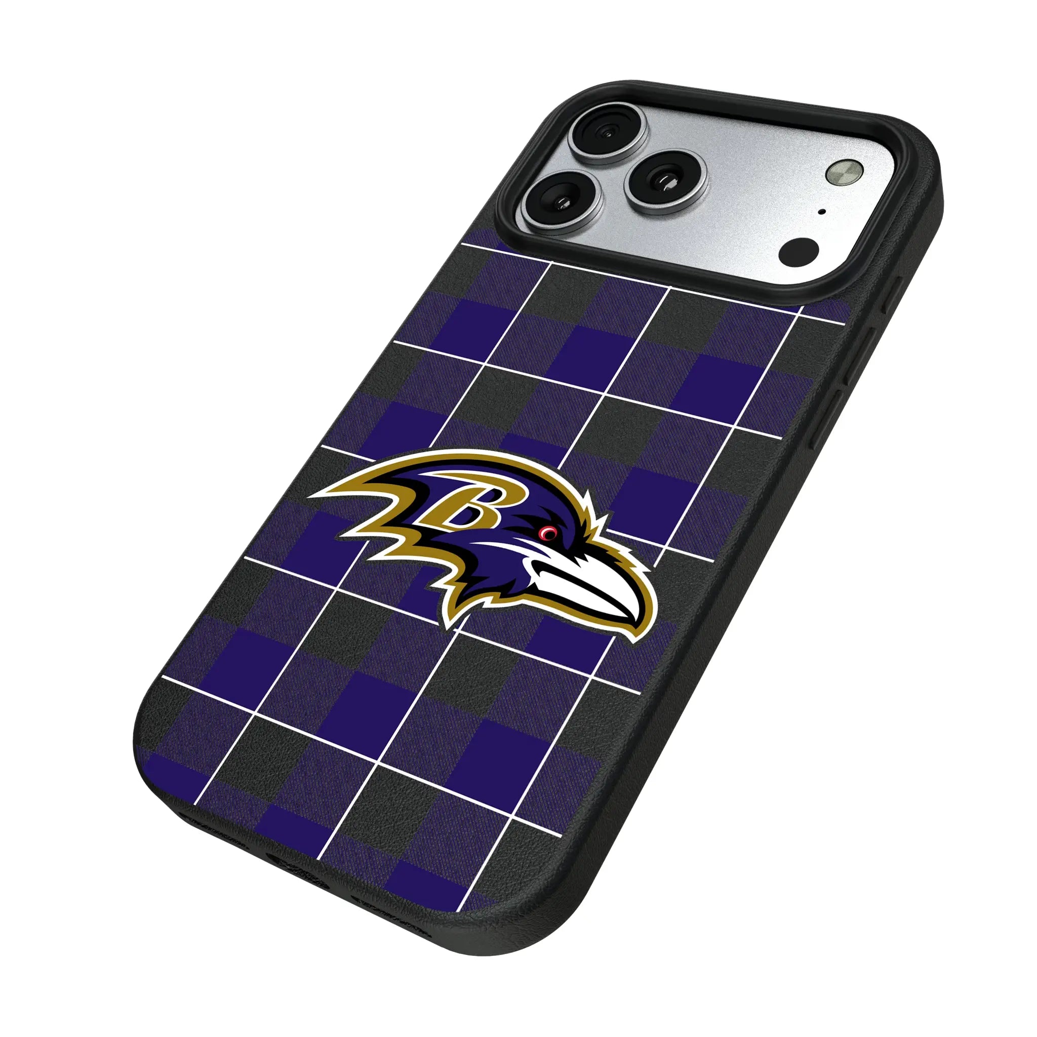 Baltimore Ravens Plaid iPhone MagSafe Compatible Phone Case for Apple iPhone - Isometric View#Device_iPhone 17 Pro Max