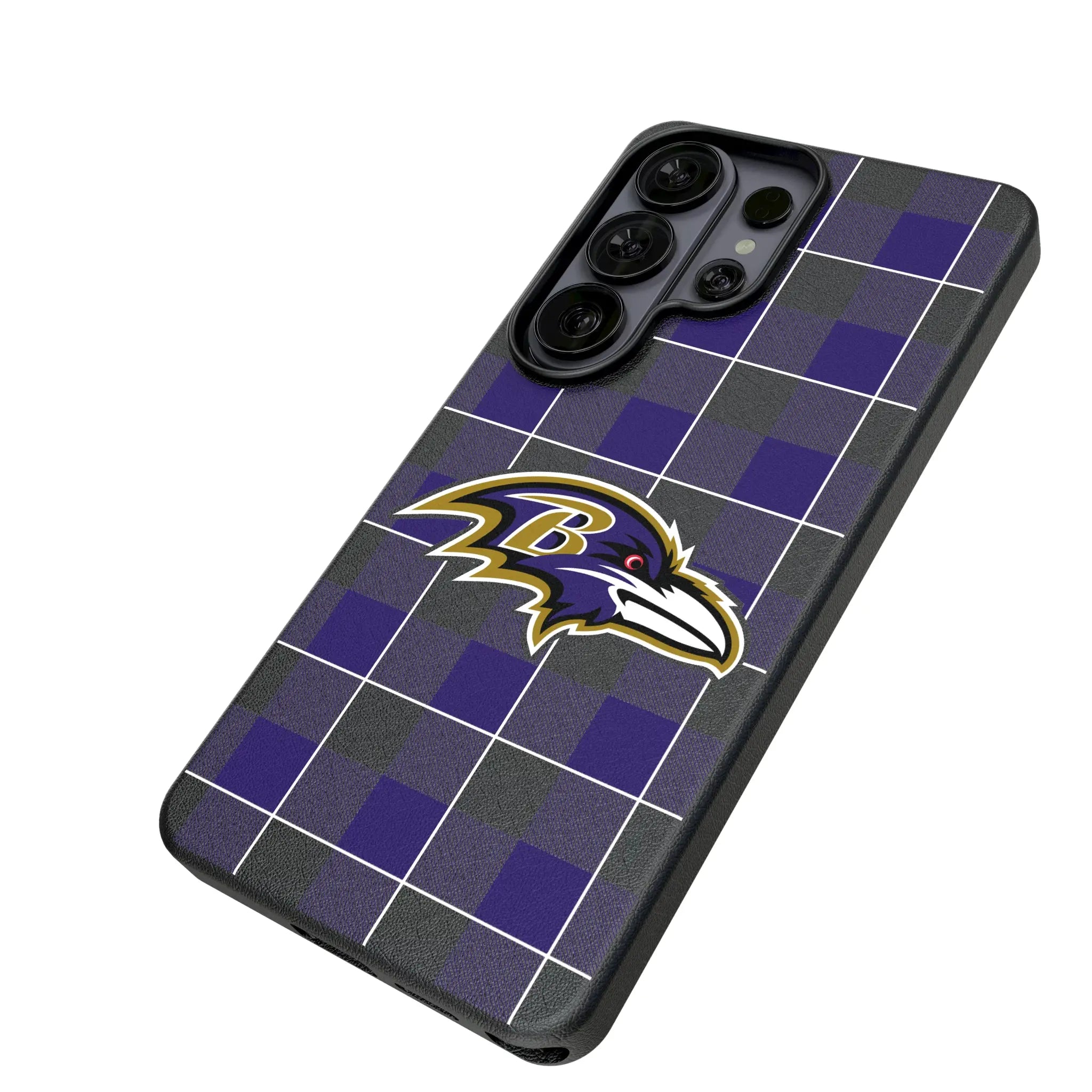 Baltimore Ravens Plaid Galaxy MagSafe Compatible Phone Case for Samsung Galaxy - Isometric View#Device_Galaxy S26 Ultra