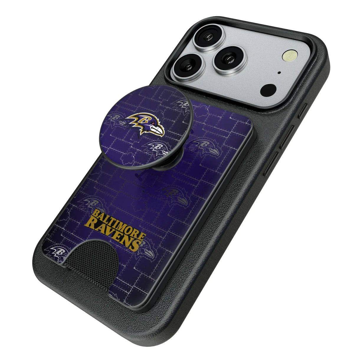 Baltimore Ravens Rivet Popsockets Wallet Magnetic - Isometric View