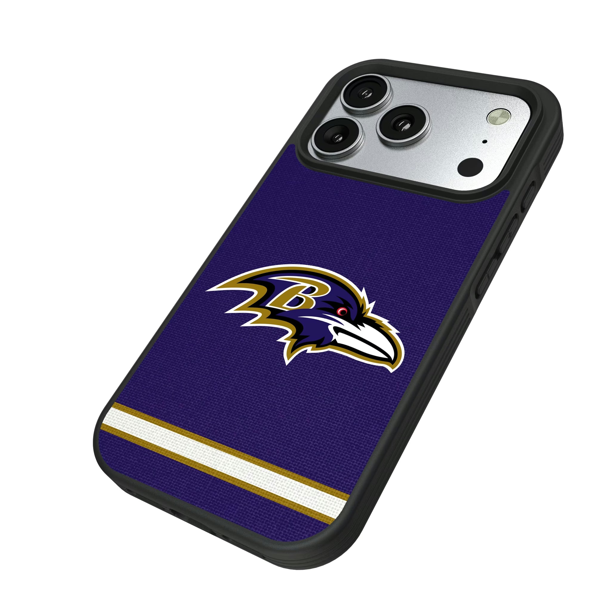 Baltimore Ravens Stripe iPhone Bump Phone Case for Apple iPhone - Isometric View#Device_iPhone 17 Pro
