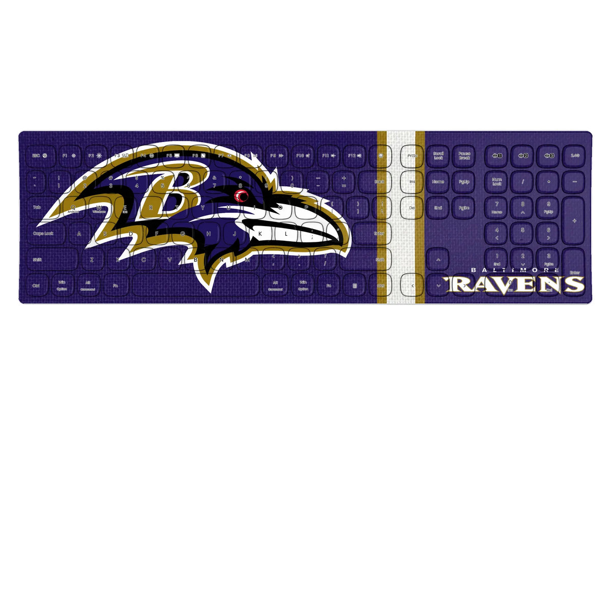 Baltimore Ravens Stripe KKB605 Curved Wireless Keyboard