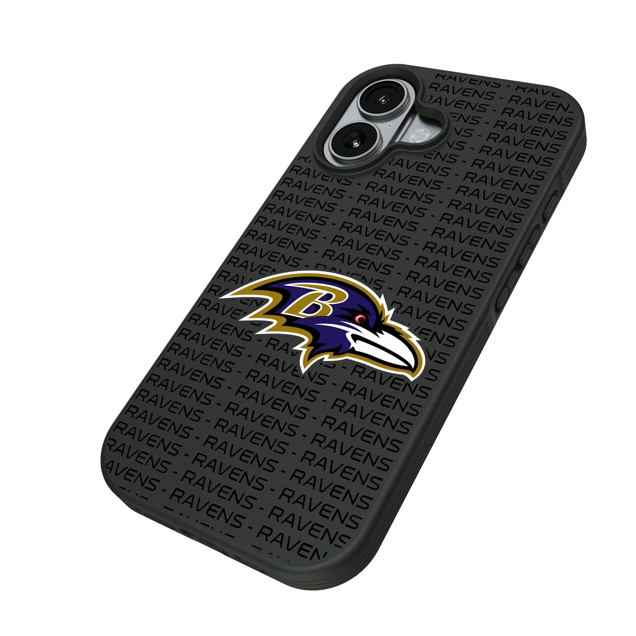 Baltimore Ravens Text Backdrop iPhone Bump Phone Case for Apple iPhone - Isometric View#Device_iPhone 17