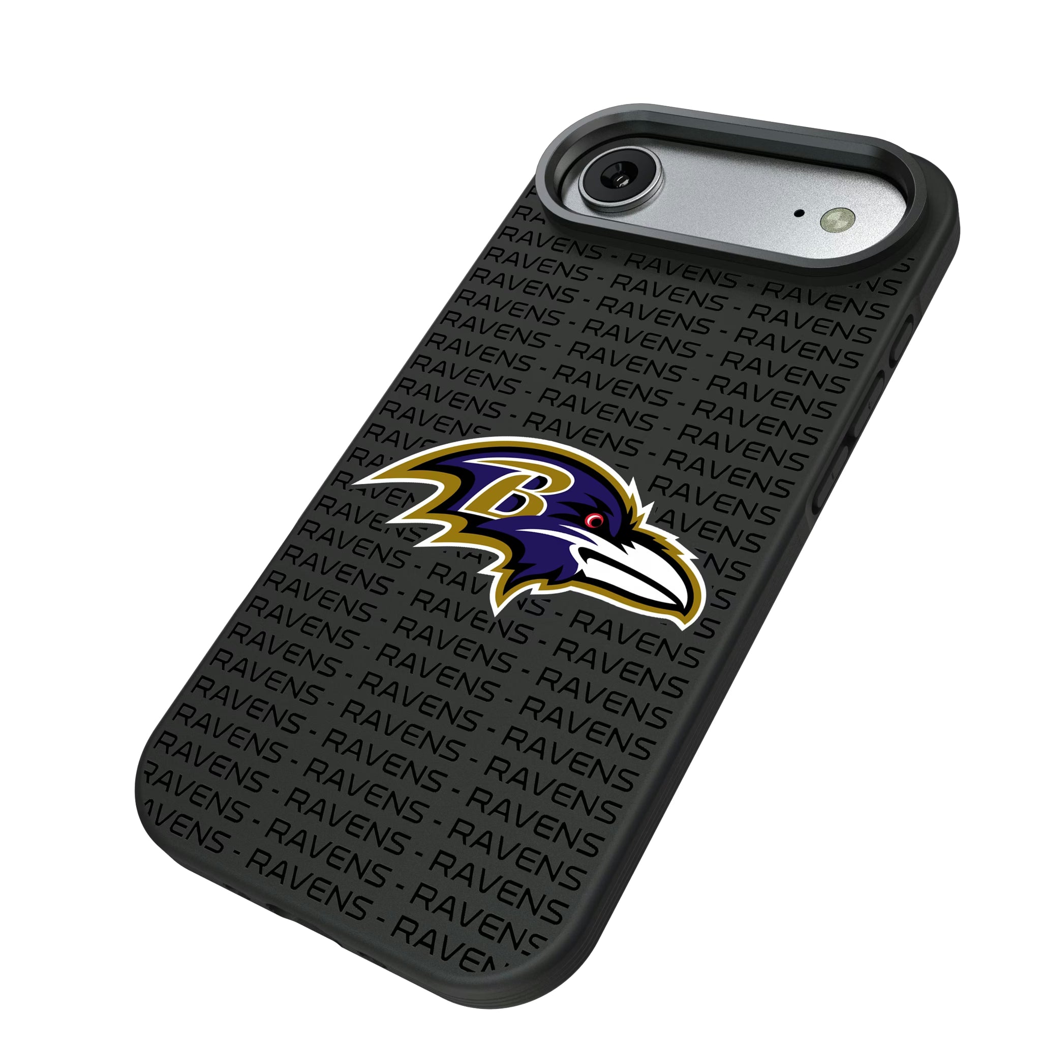 Baltimore Ravens Text Backdrop iPhone Bump Phone Case for Apple iPhone - Isometric View#Device_iPhone Air