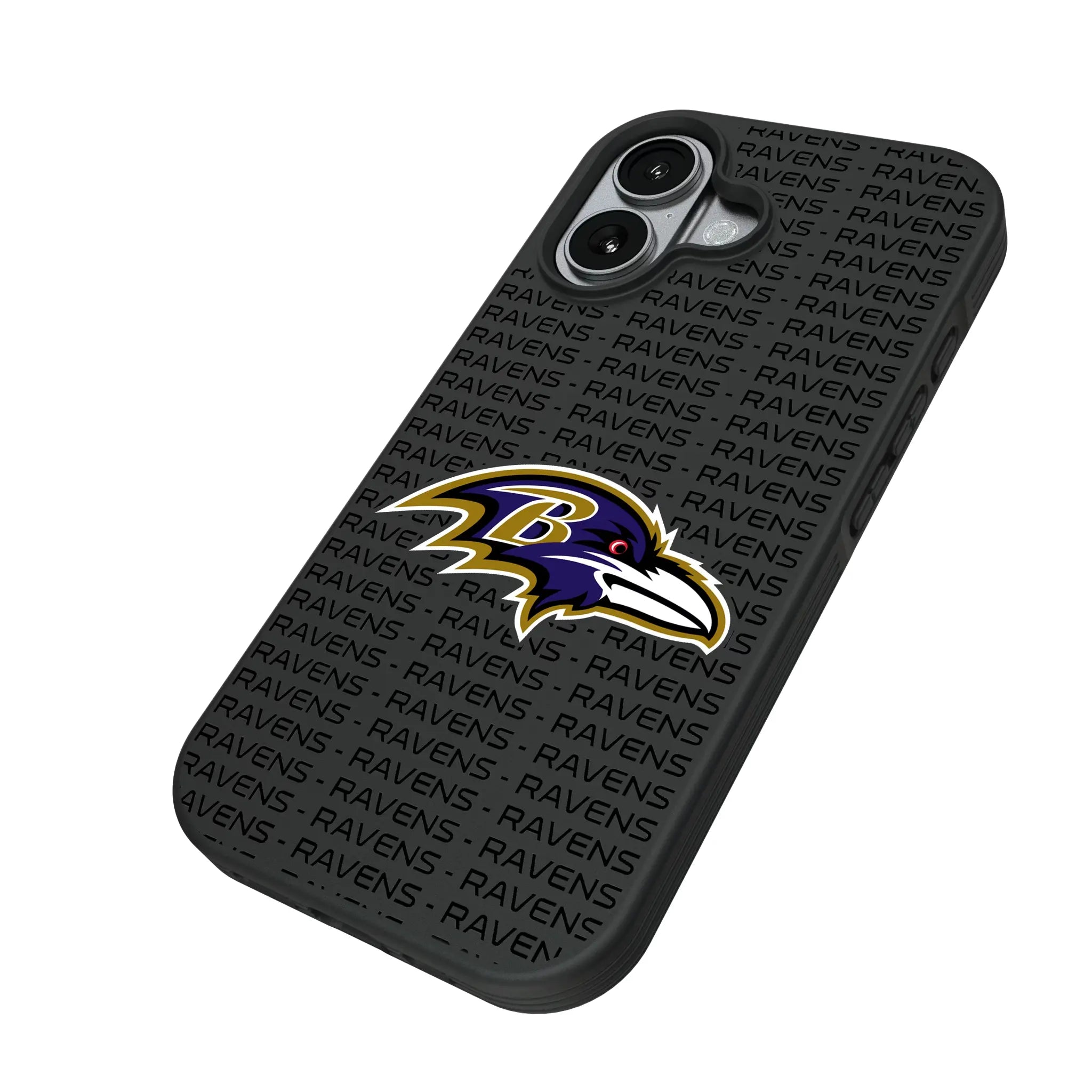 Baltimore Ravens Text Backdrop iPhone Bump Phone Case for Apple iPhone - Isometric View#Device_iPhone 17