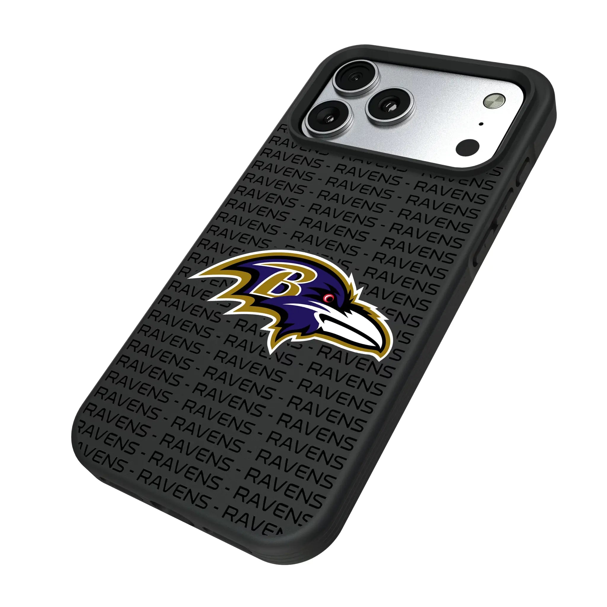 Baltimore Ravens Text Backdrop iPhone Bump Phone Case for Apple iPhone - Isometric View#Device_iPhone 17 Pro Max