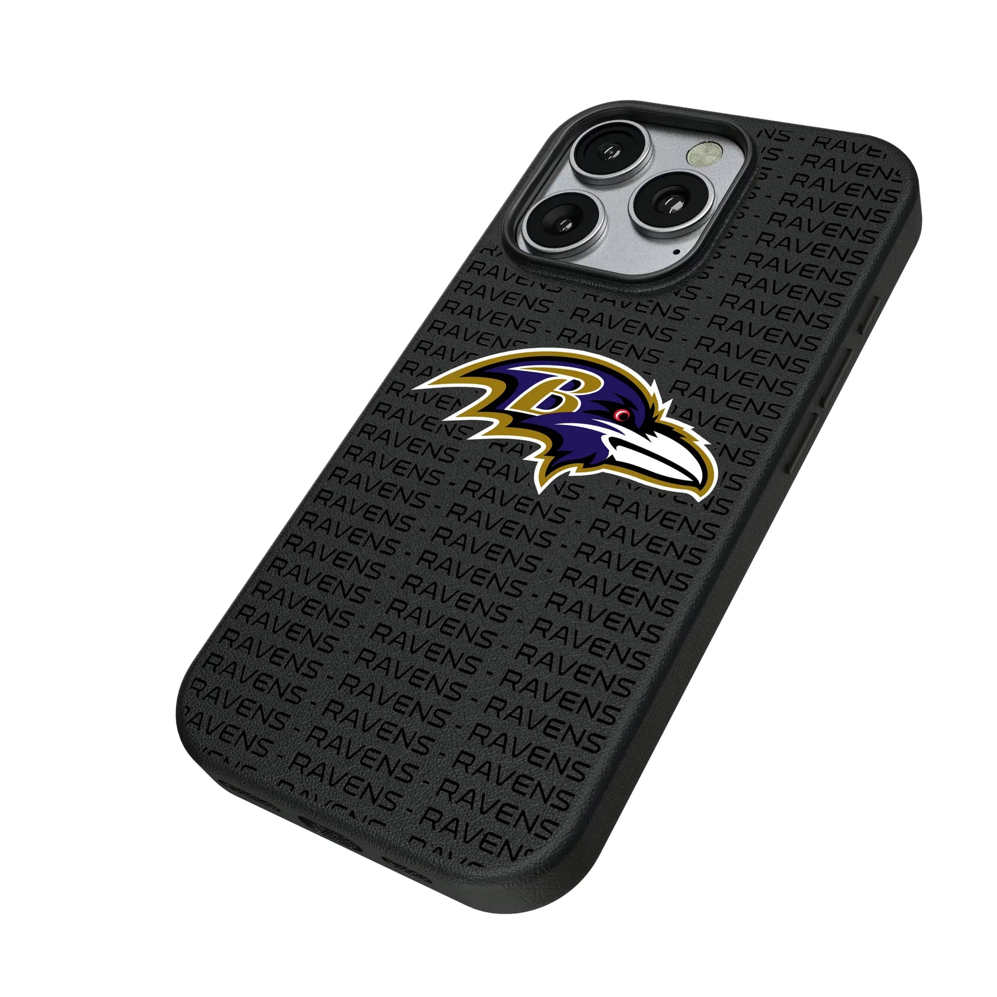 Baltimore Ravens Text Backdrop iPhone MagSafe Compatible Phone Case for Apple iPhone - Isometric View