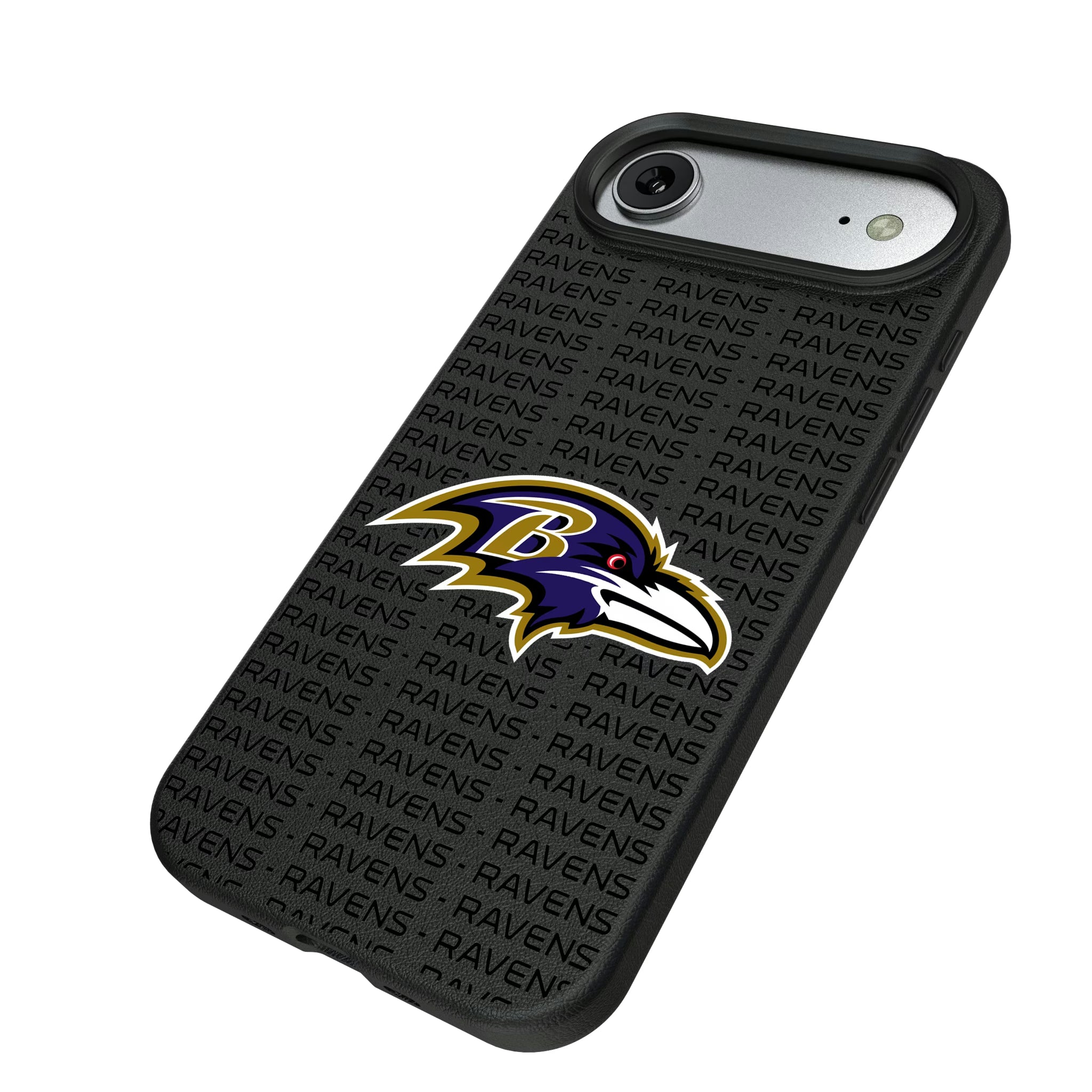 Baltimore Ravens Text Backdrop iPhone MagSafe Compatible Phone Case for Apple iPhone - Isometric View#Device_iPhone Air