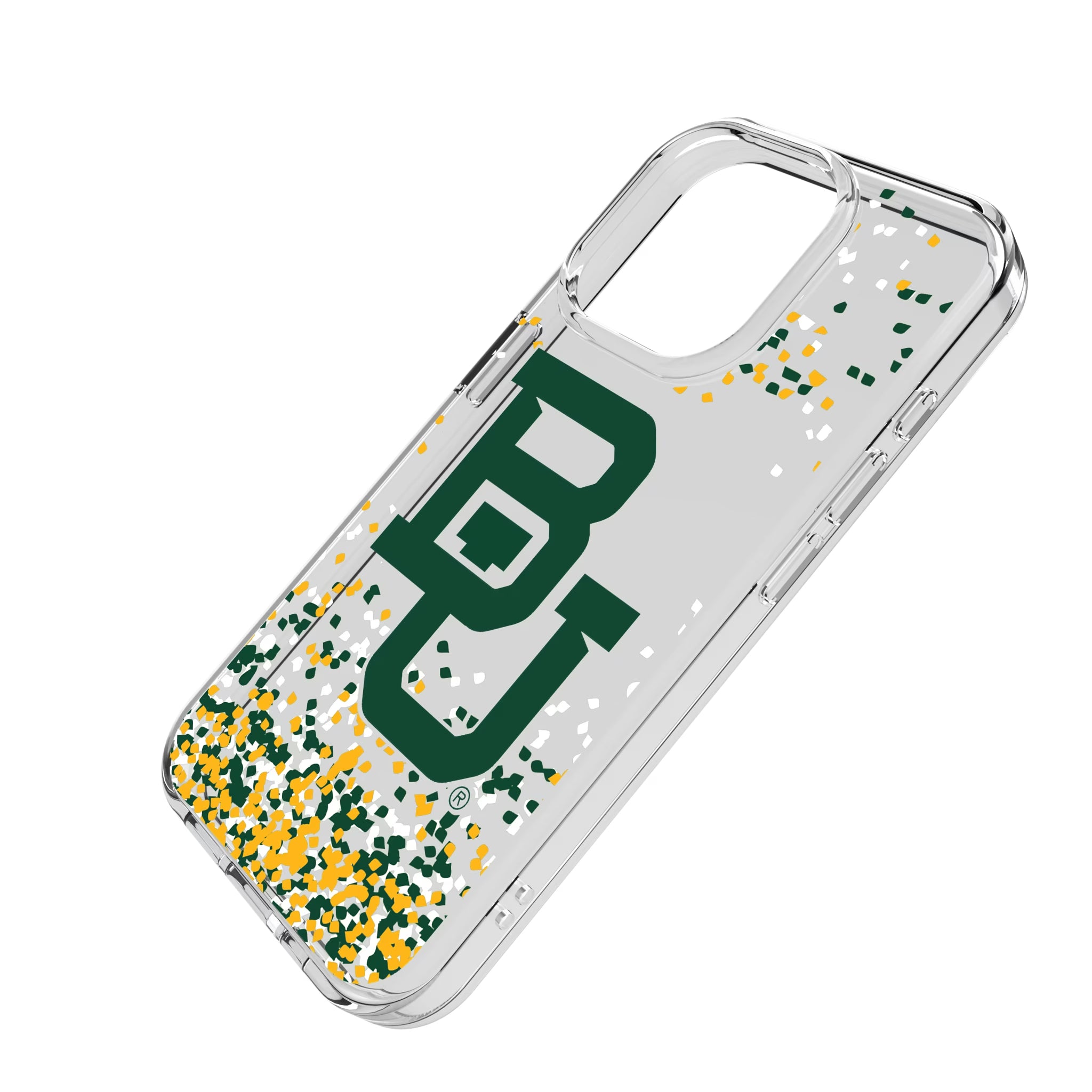 Baylor University Bears Confetti iPhone Clear Phone Case for Apple iPhone - Isometric View