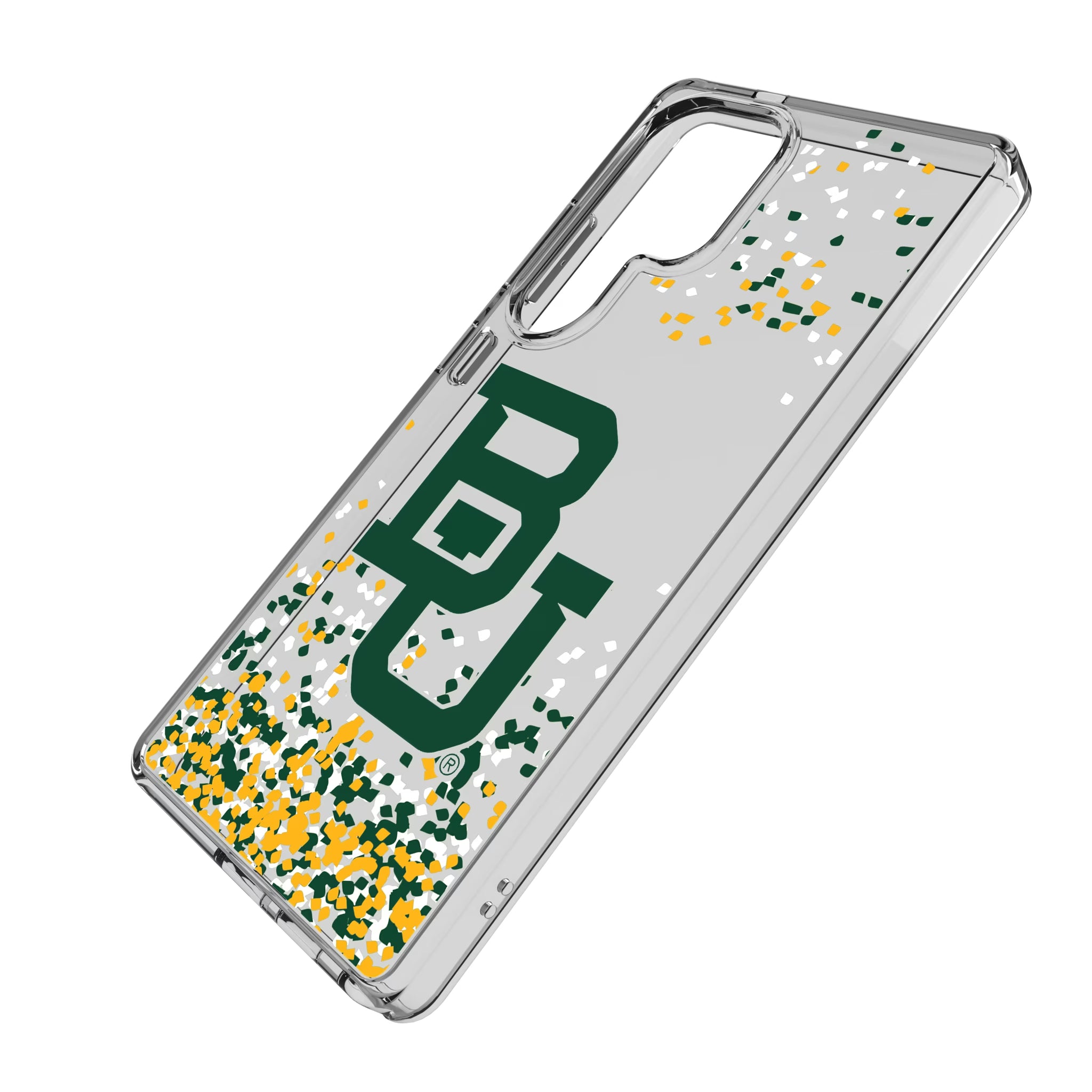 Baylor University Bears Confetti Galaxy Clear Phone Case for Samsung Galaxy - Isometric View