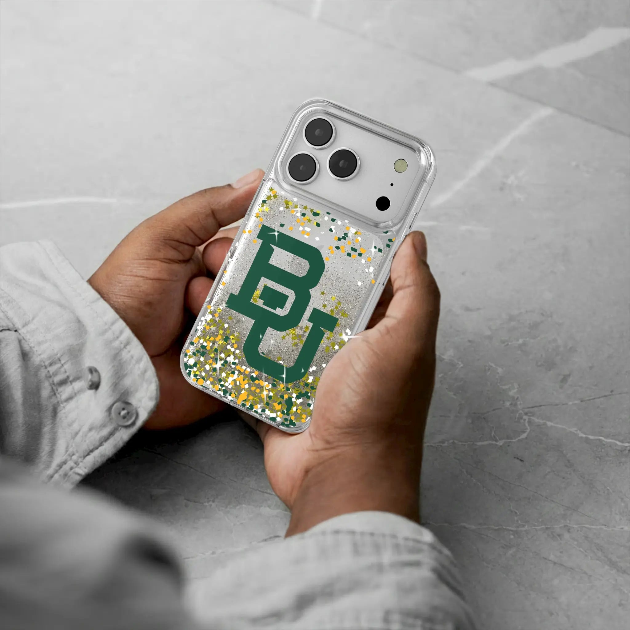 Baylor University Bears Confetti iPhone Glitter Phone Case for Apple iPhone - Lifestyle