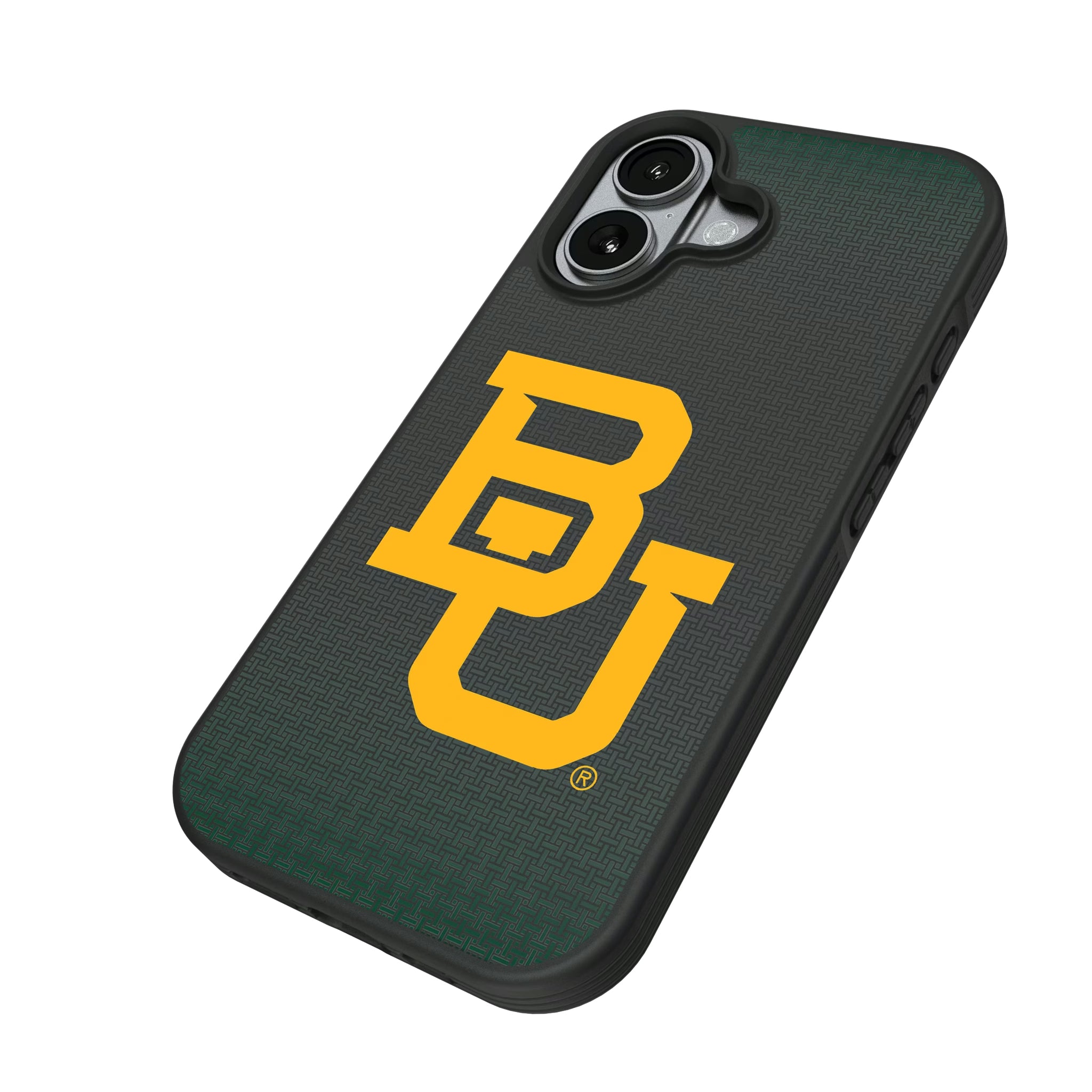 Baylor University Bears Linen iPhone Bump Phone Case for Apple iPhone - Isometric View#Device_iPhone 17