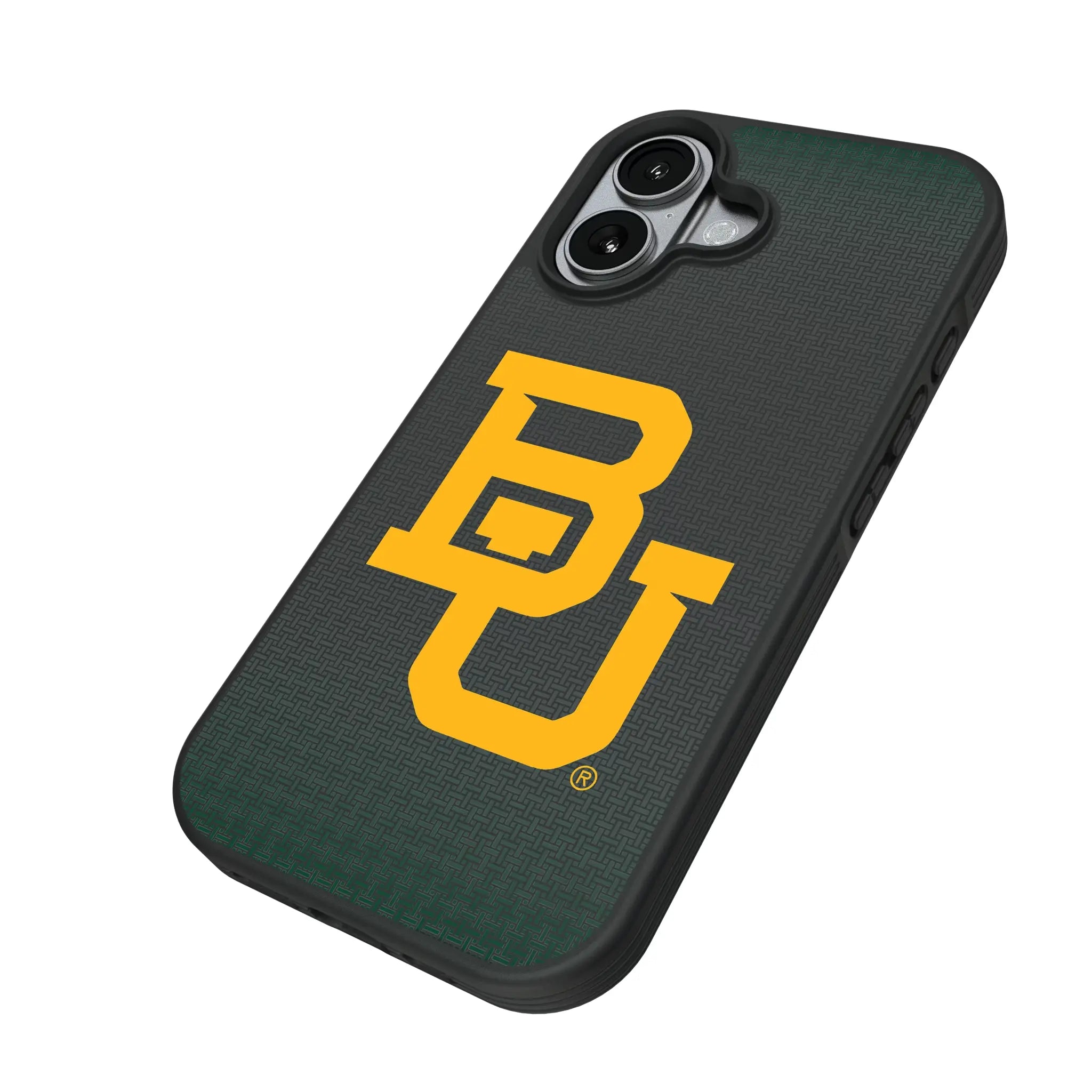 Baylor University Bears Linen iPhone Bump Phone Case for Apple iPhone - Isometric View#Device_iPhone 17