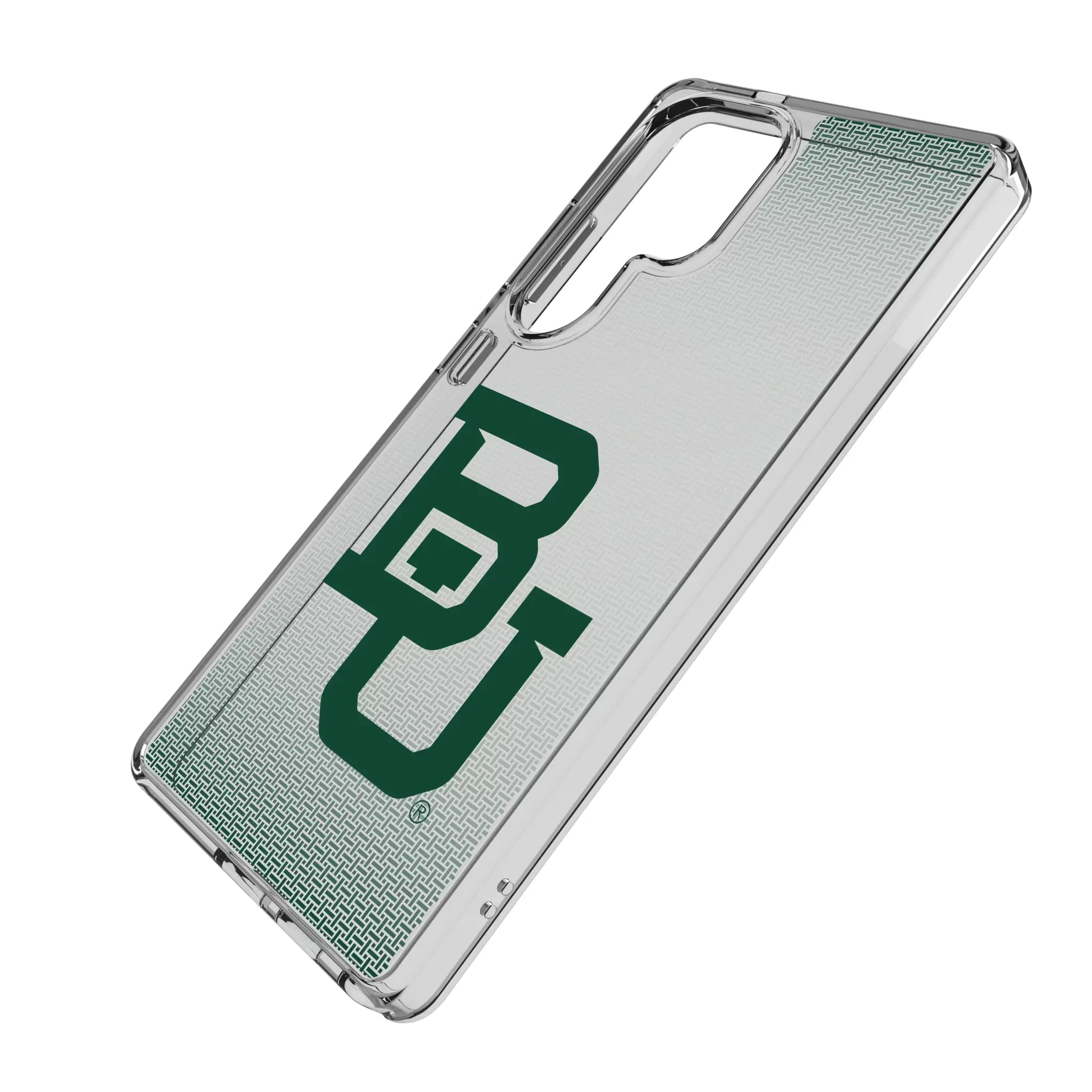 Baylor University Bears Linen Galaxy Clear Phone Case for Samsung Galaxy - Isometric View#Device_Galaxy S25 Ultra