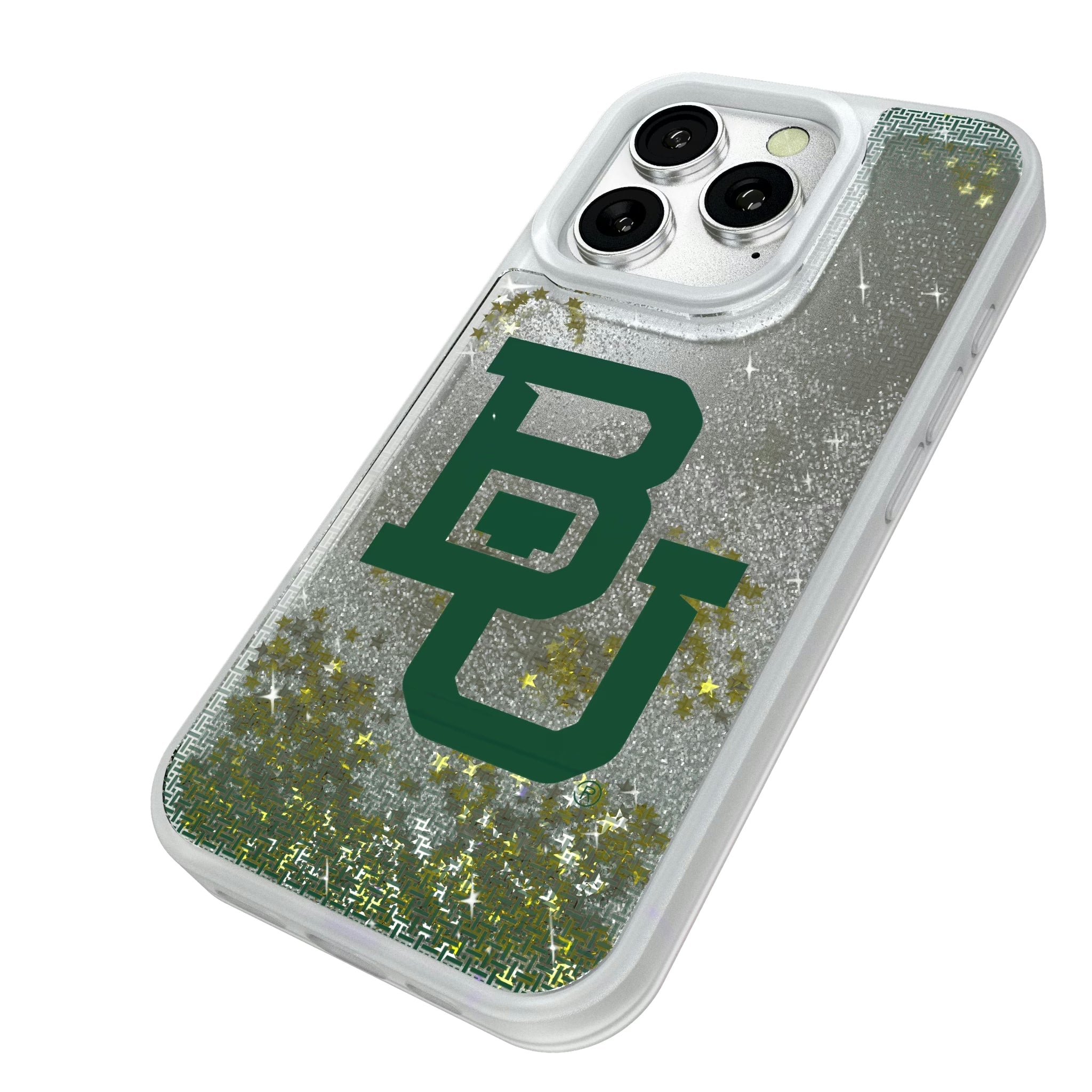 Baylor University Bears Linen iPhone Glitter Phone Case for Apple iPhone - Isometric View#Device_iPhone 16 Pro
