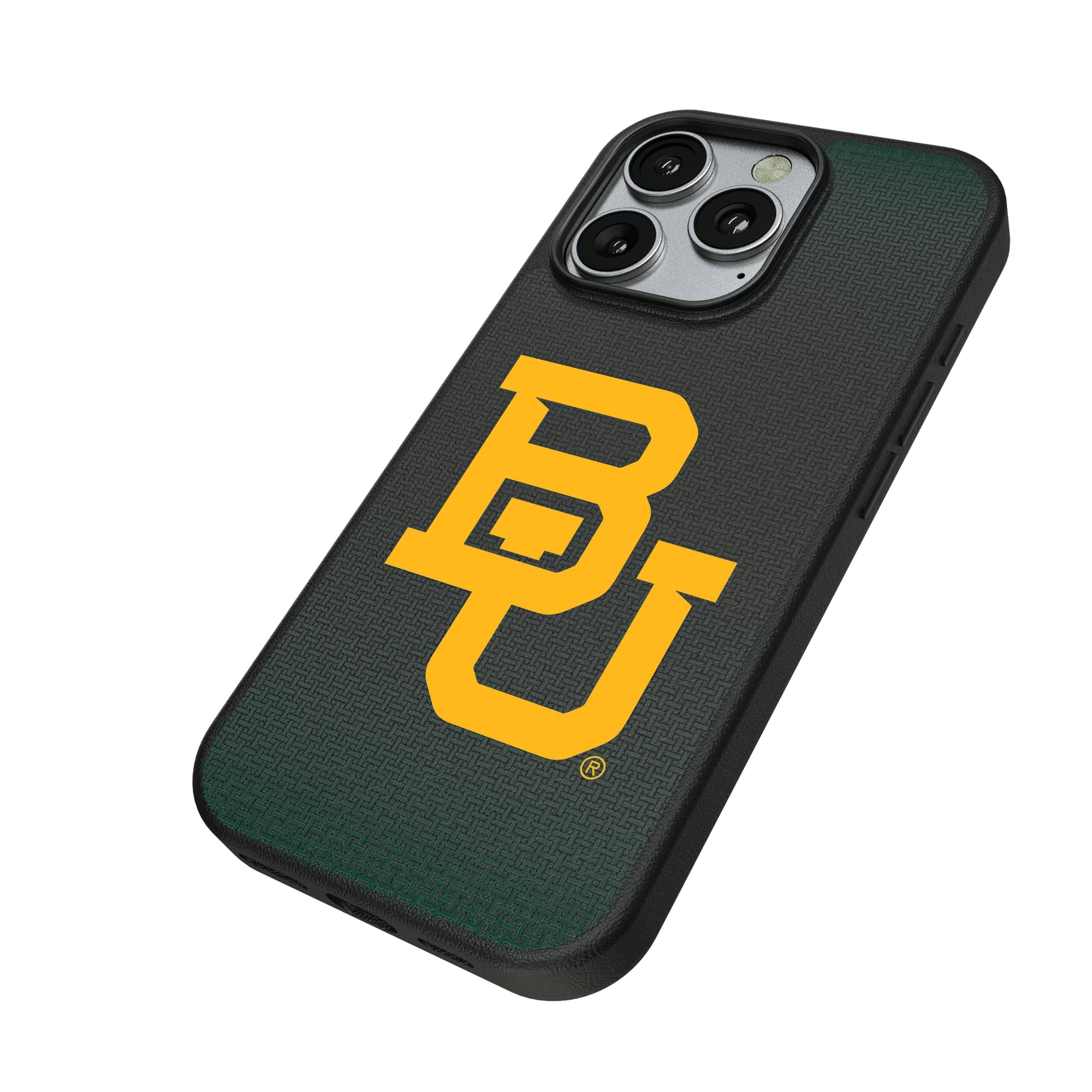 Baylor University Bears Linen iPhone MagSafe Compatible Phone Case for Apple iPhone - Isometric View