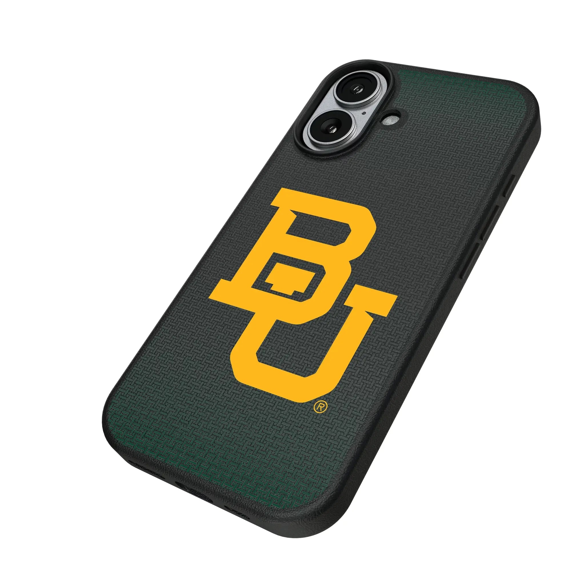 Baylor University Bears Linen iPhone MagSafe Compatible Phone Case for Apple iPhone - Isometric View#Device_iPhone 17