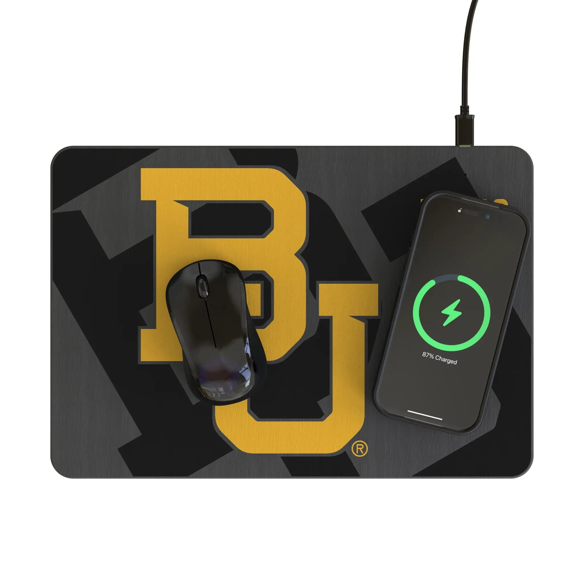 Baylor University Bears Monocolor Tilt 15-Watt Wireless Charger and Mouse Pad - Lifestyle