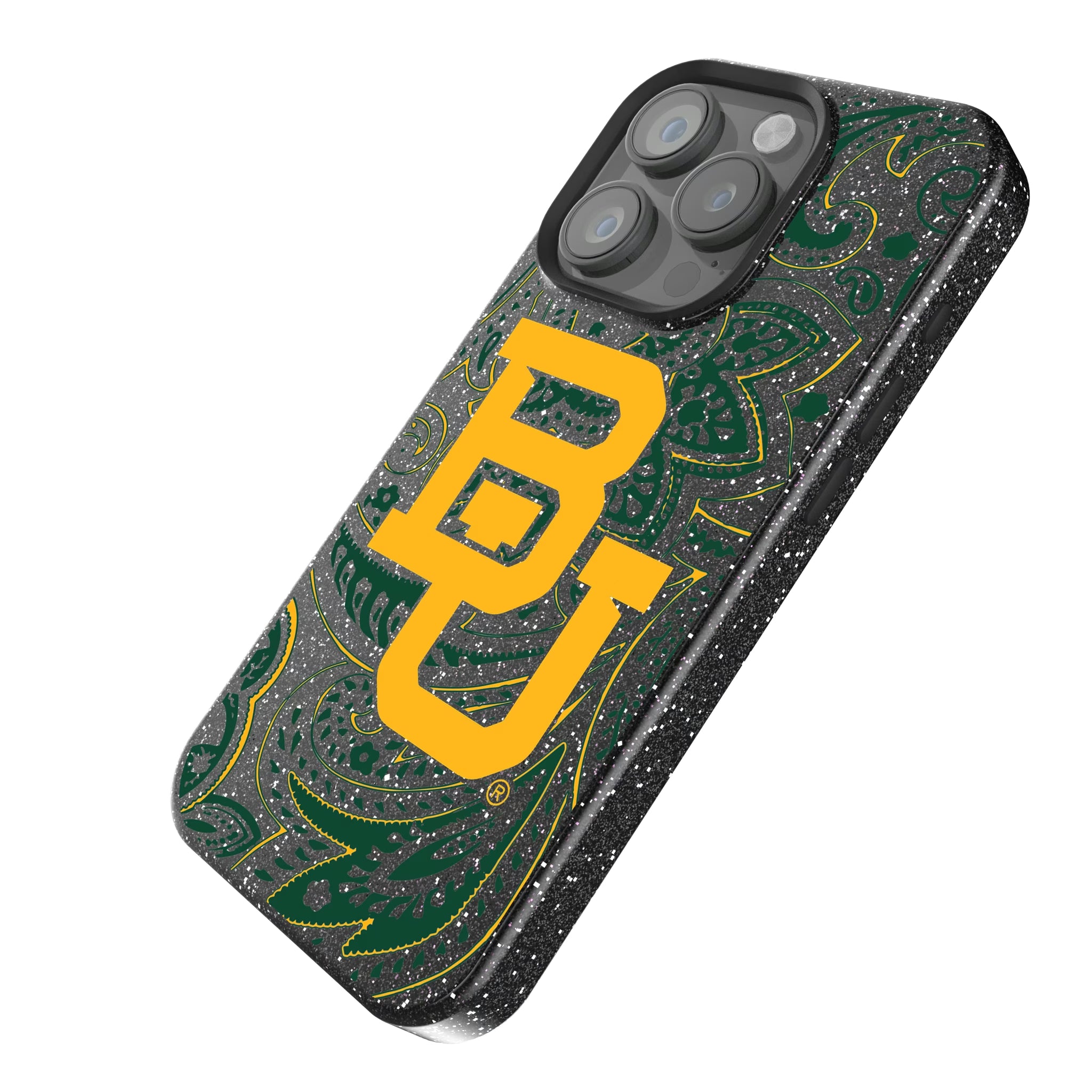 Baylor University Bears Paisley iPhone Bling Phone Case for Apple iPhone - Isometric View