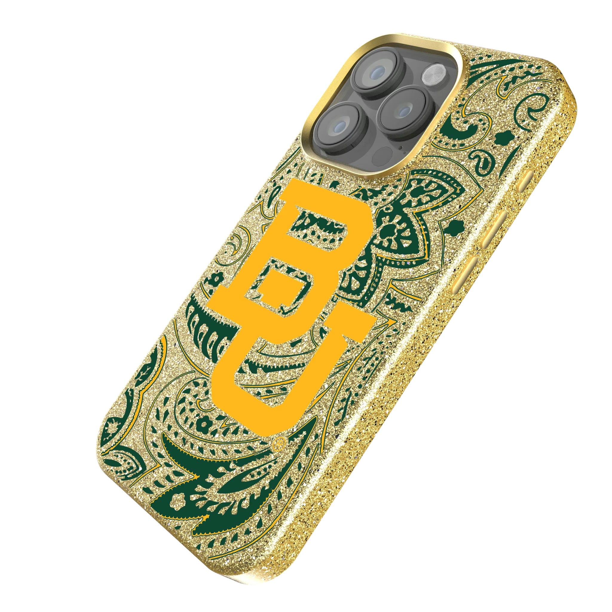 Baylor University Bears Paisley iPhone Bling Phone Case for Apple iPhone - Isometric View