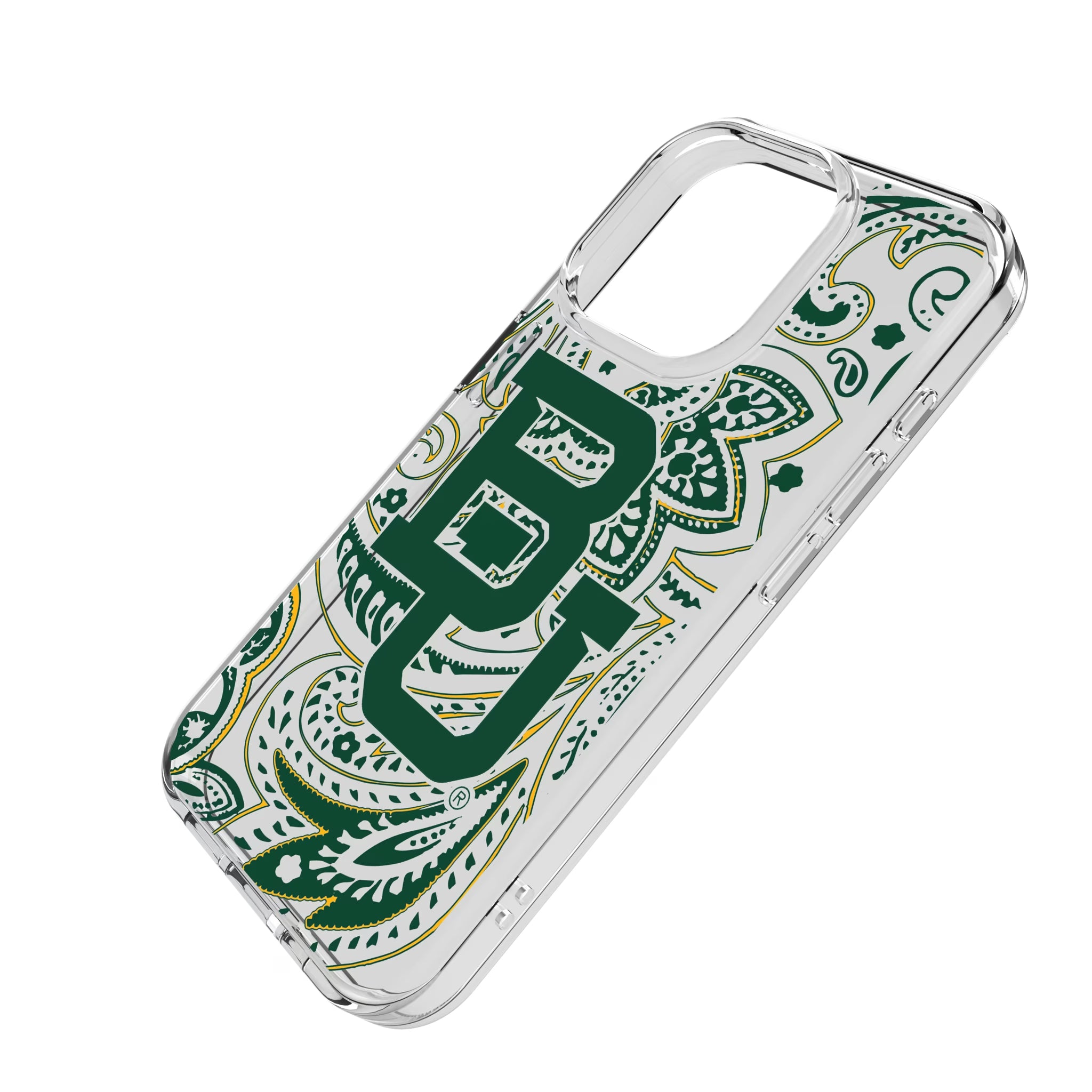 Baylor University Bears Paisley iPhone Clear Phone Case for Apple iPhone - Isometric View