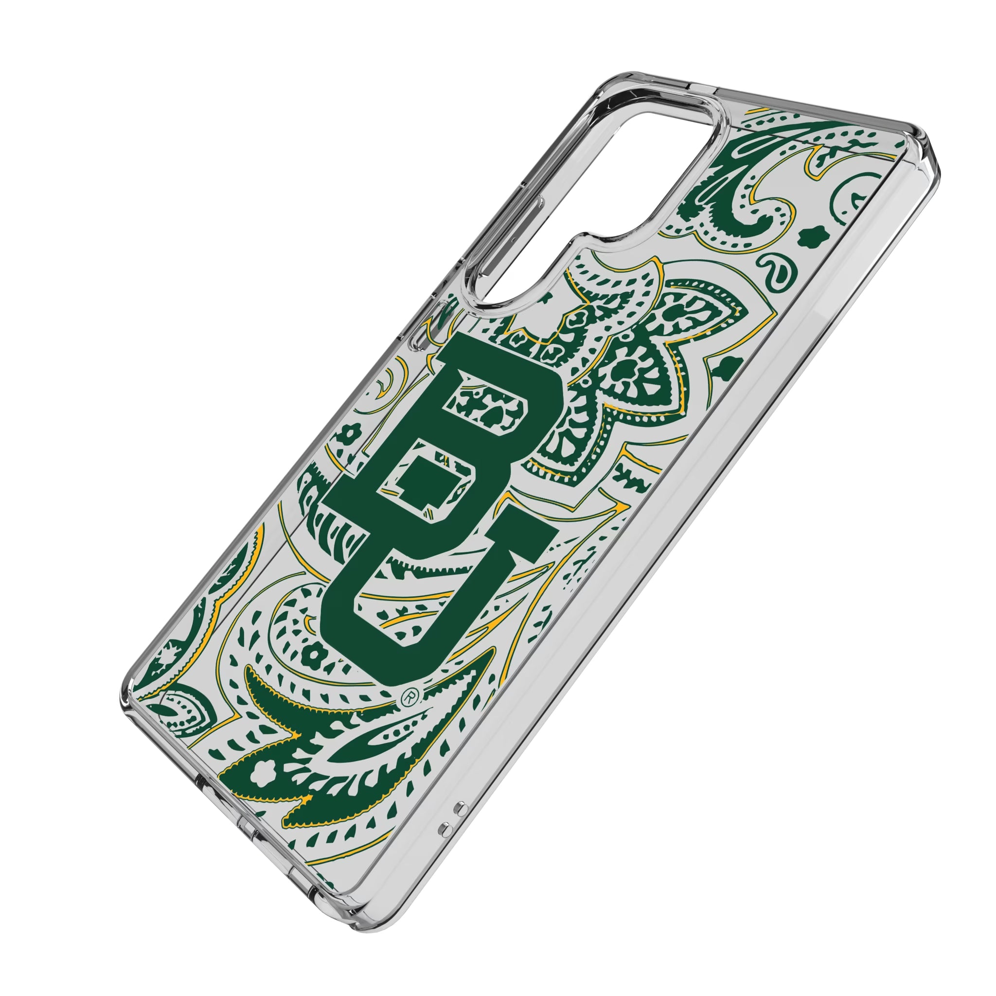 Baylor University Bears Paisley Galaxy Clear Phone Case for Samsung Galaxy - Isometric View