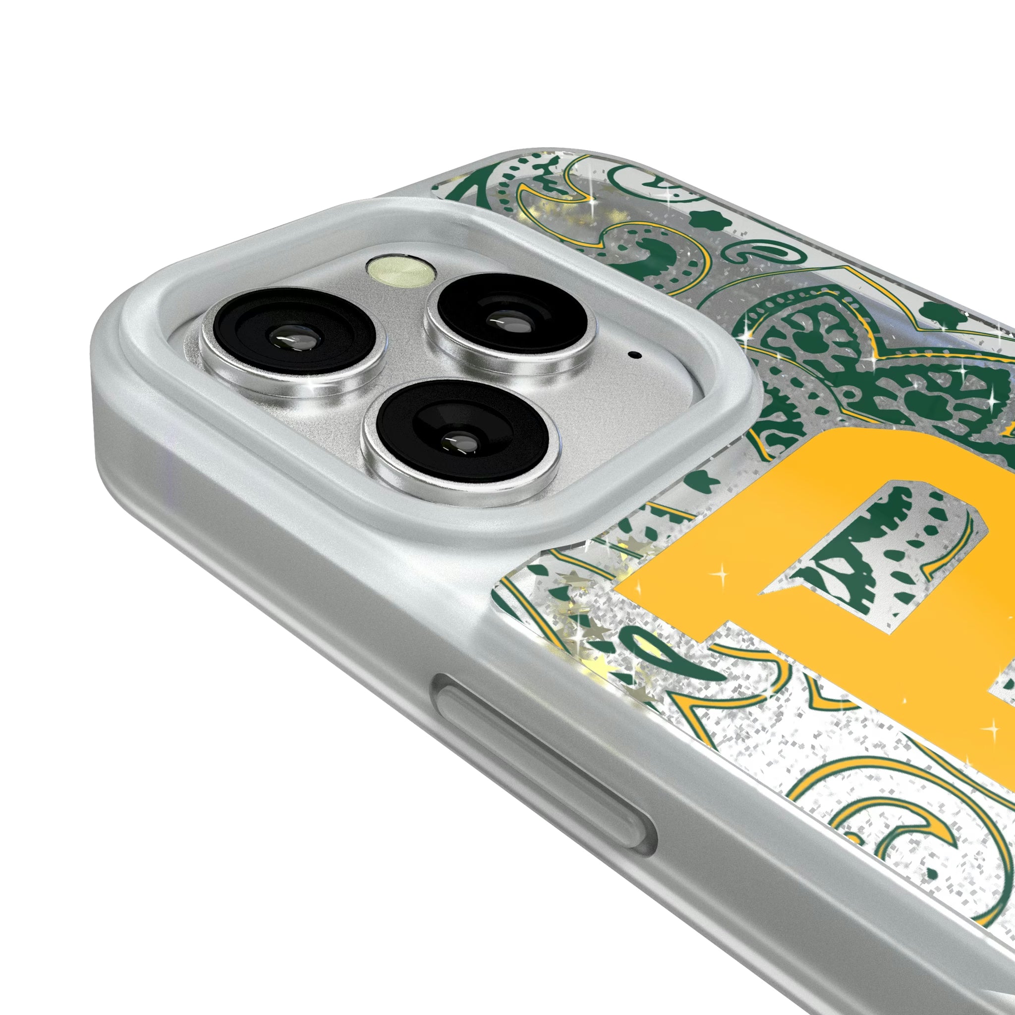 Baylor University Bears Paisley iPhone Glitter Phone Case for Apple iPhone - Detail#Device_iPhone 16 Pro