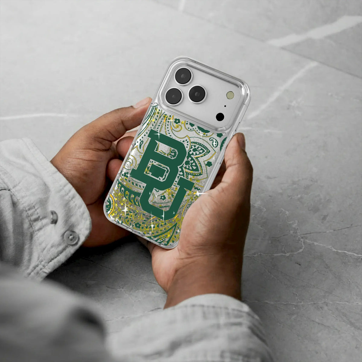 Baylor University Bears Paisley iPhone Glitter Phone Case for Apple iPhone - Lifestyle#Device_iPhone 18 Pro