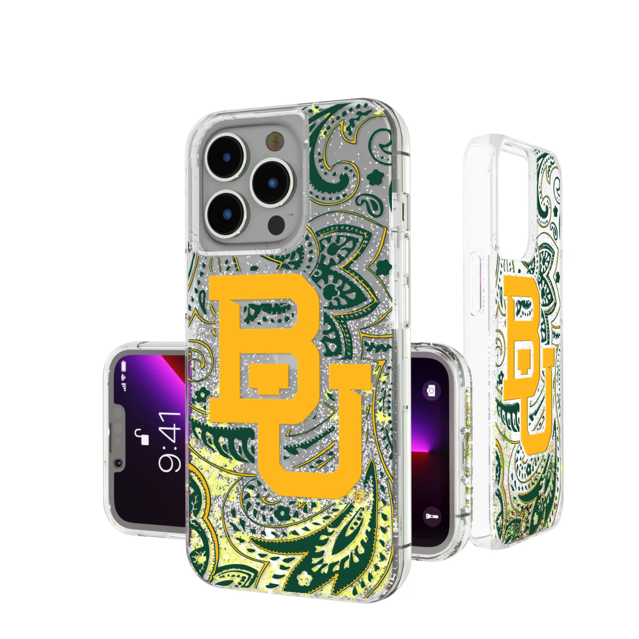 Baylor University Bears Paisley iPhone Glitter Phone Case for Apple iPhone
