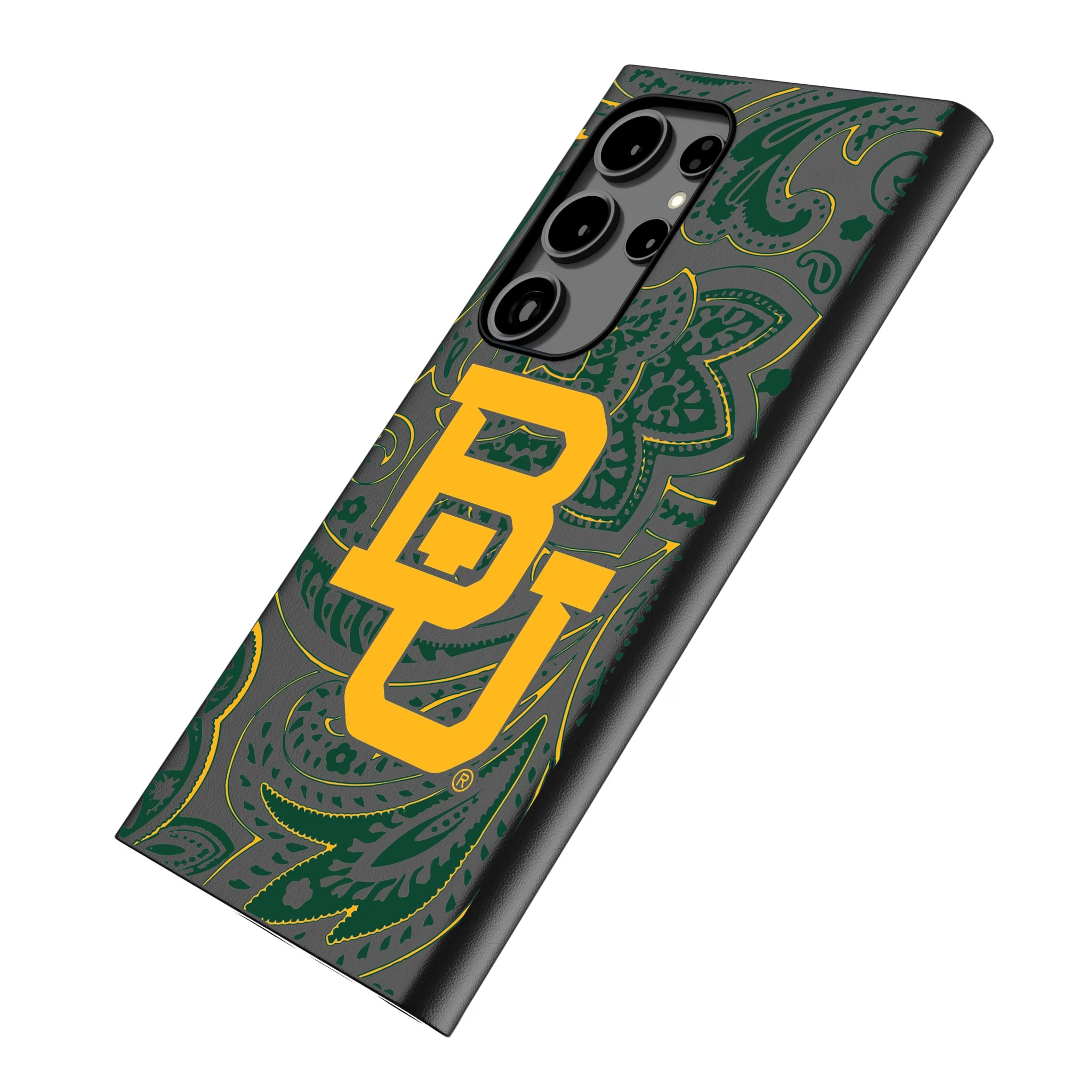 Baylor University Bears Paisley Galaxy MagSafe Compatible Phone Case for Samsung Galaxy - Isometric View