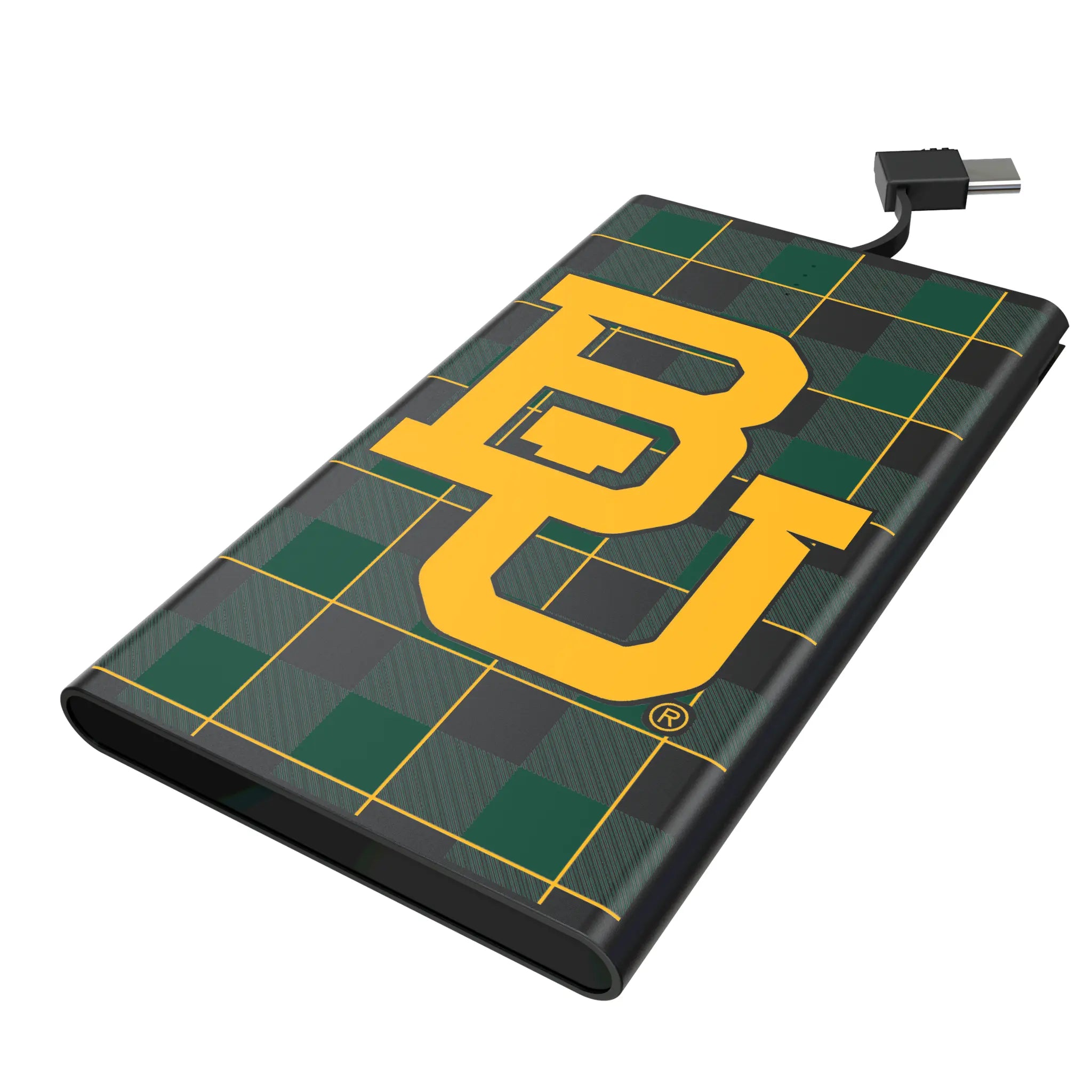 Baylor University Bears Plaid 5000mAh Flat Power Bank
